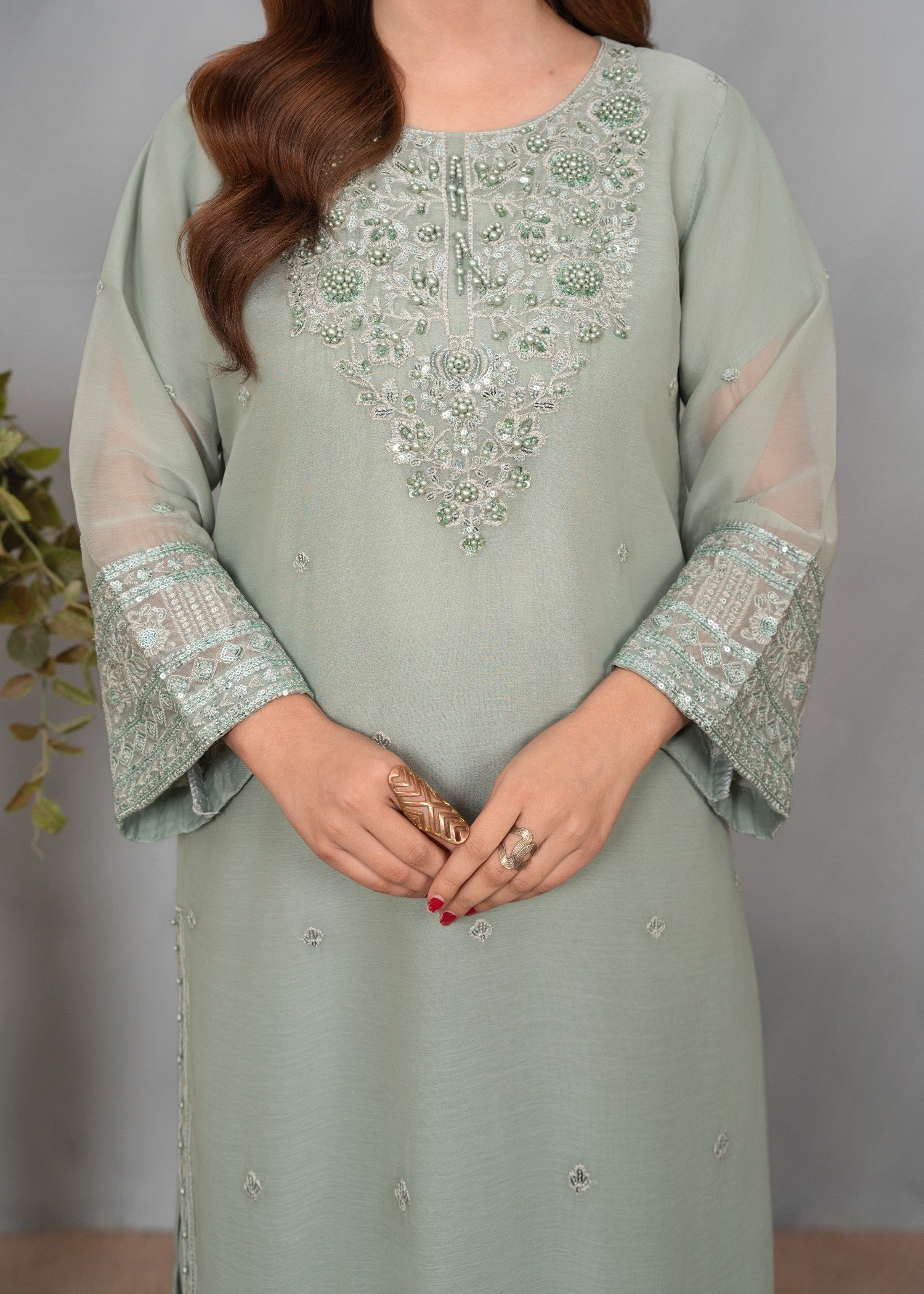 chiffon Gharara in Tea green