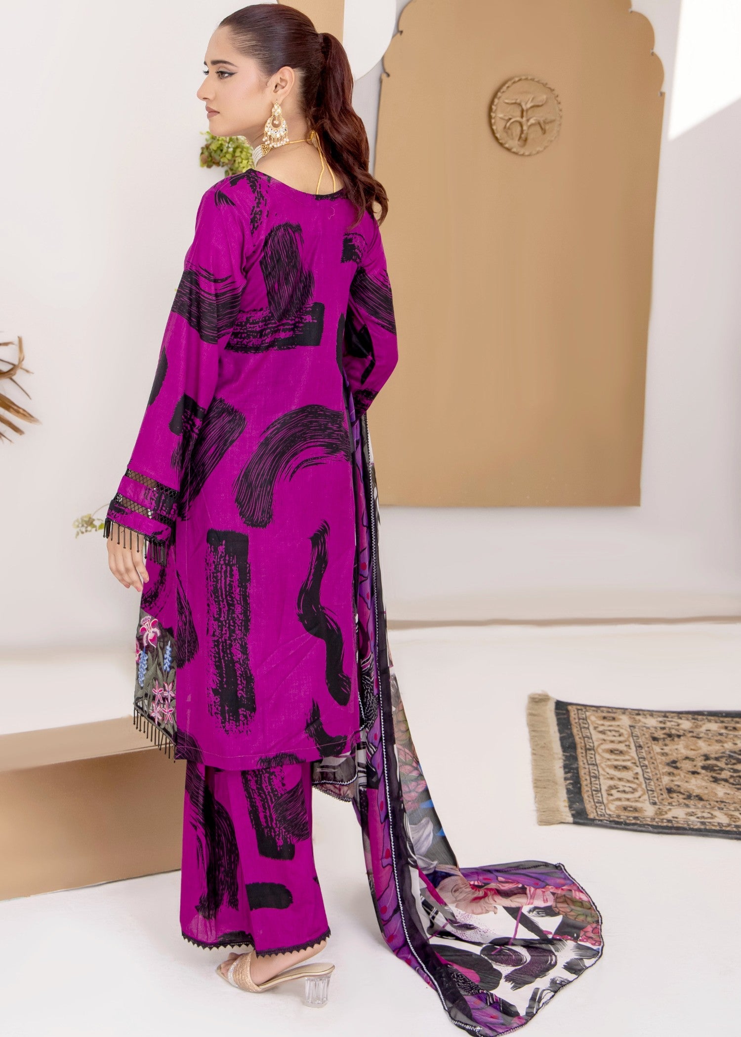 lawn Unstitched in Magenta