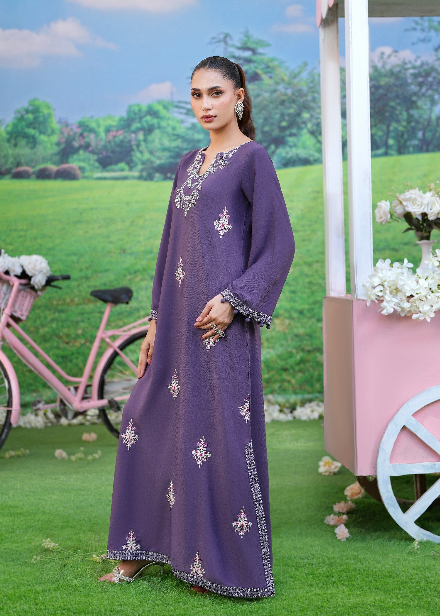 georgette Kaftan in Royal purple