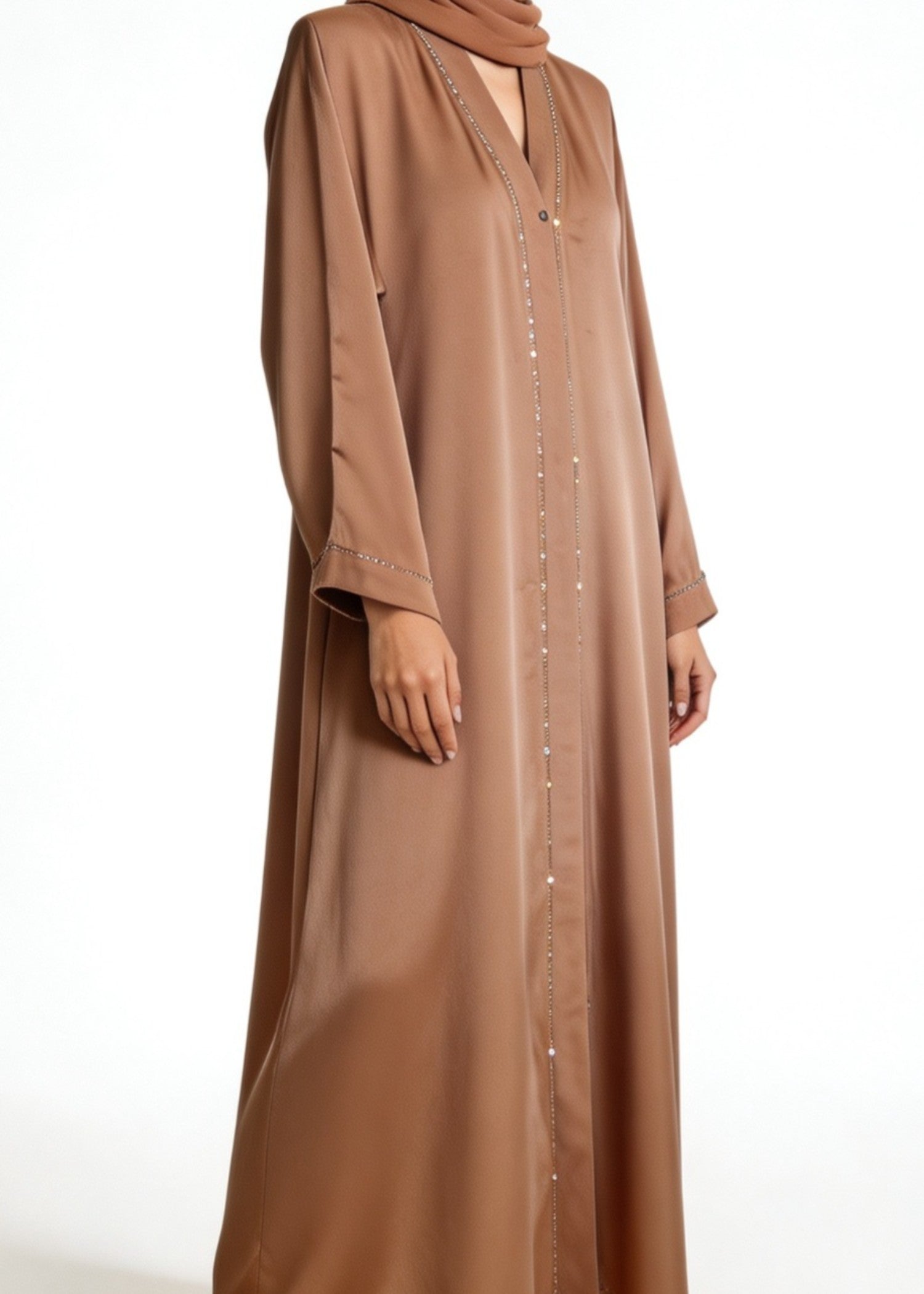 silk Abaya in Camel brown
