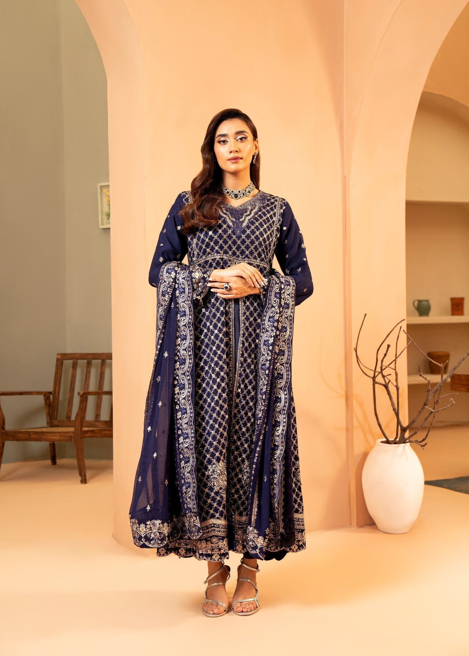 chiffon Maxi in Dark blue