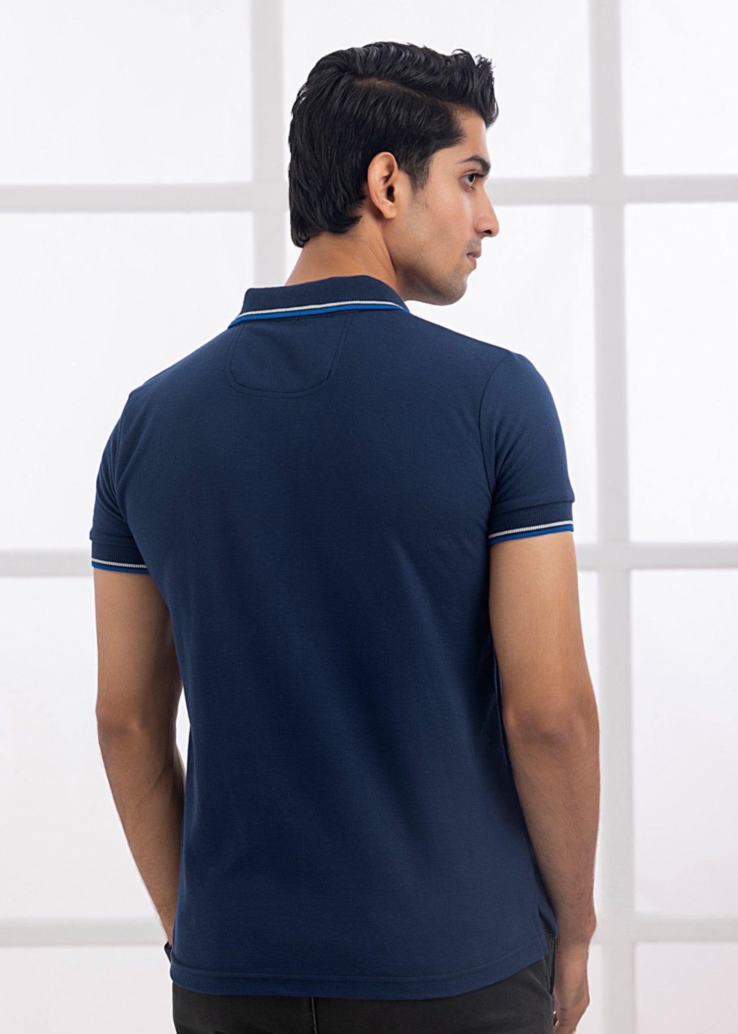 cotton pique Polo Shirt in Navy blue