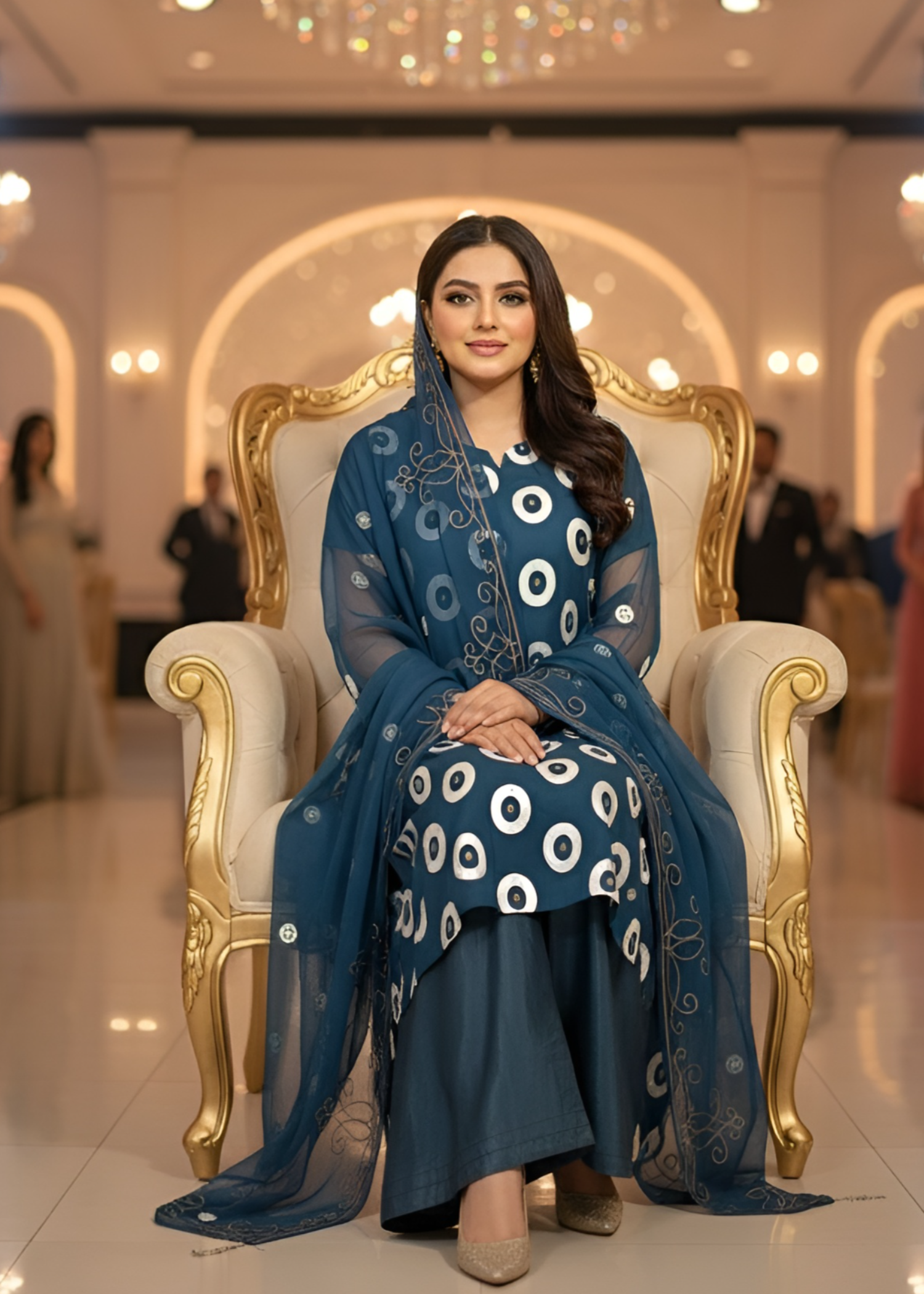 chiffon Gharara in Teal