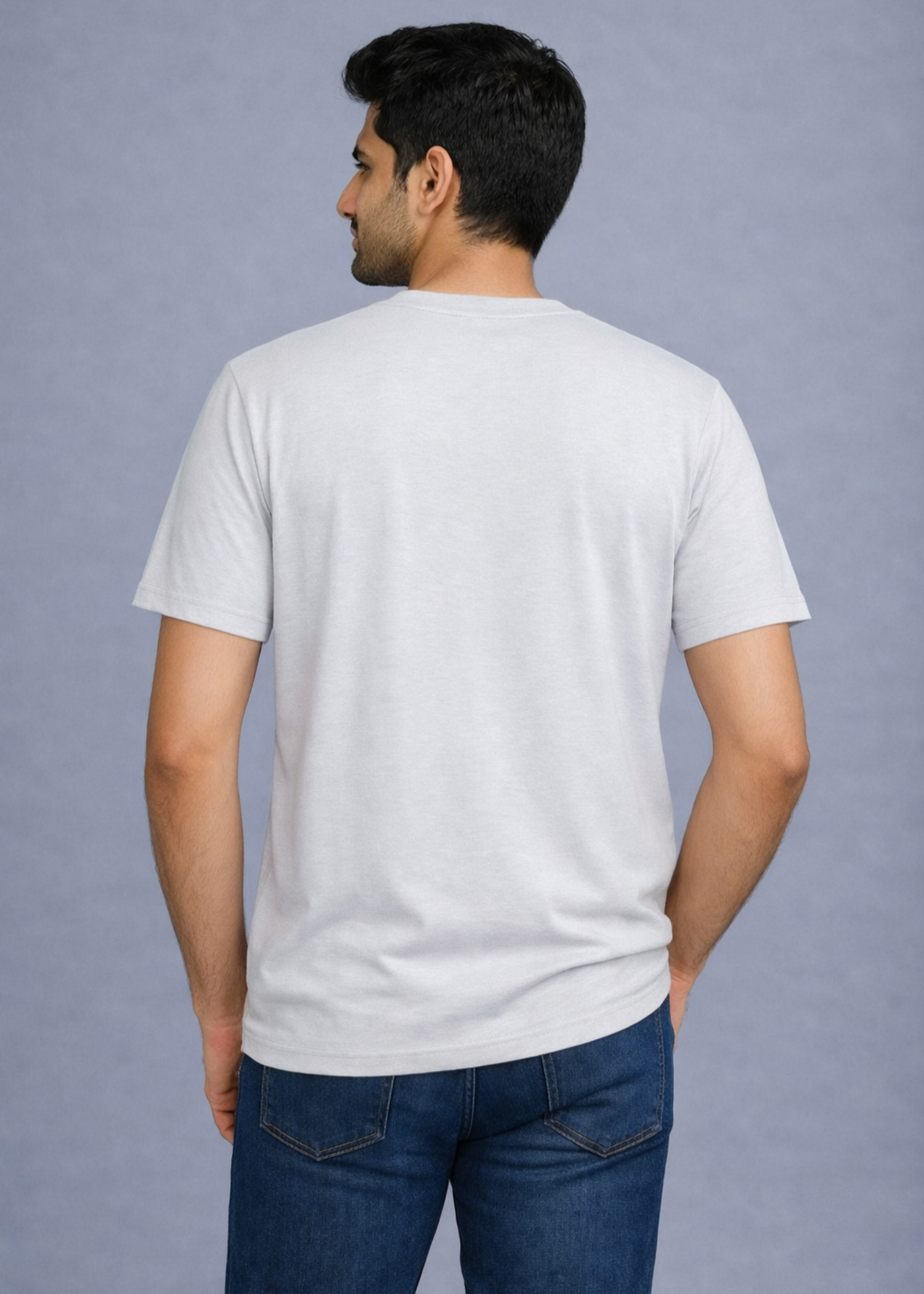 single jersey knit T Shirt in Light grey