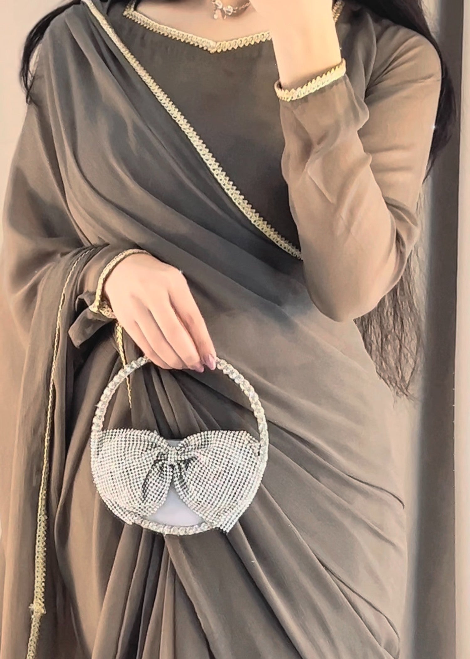 chiffon Saree in Tan brown