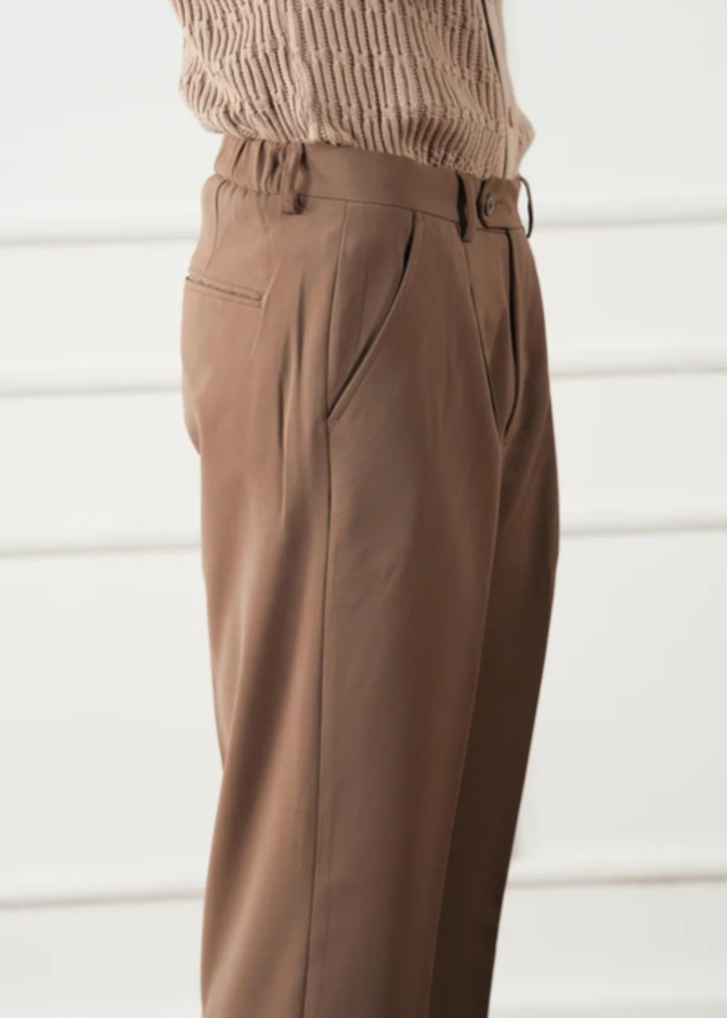 polyester Pants in Camel brown