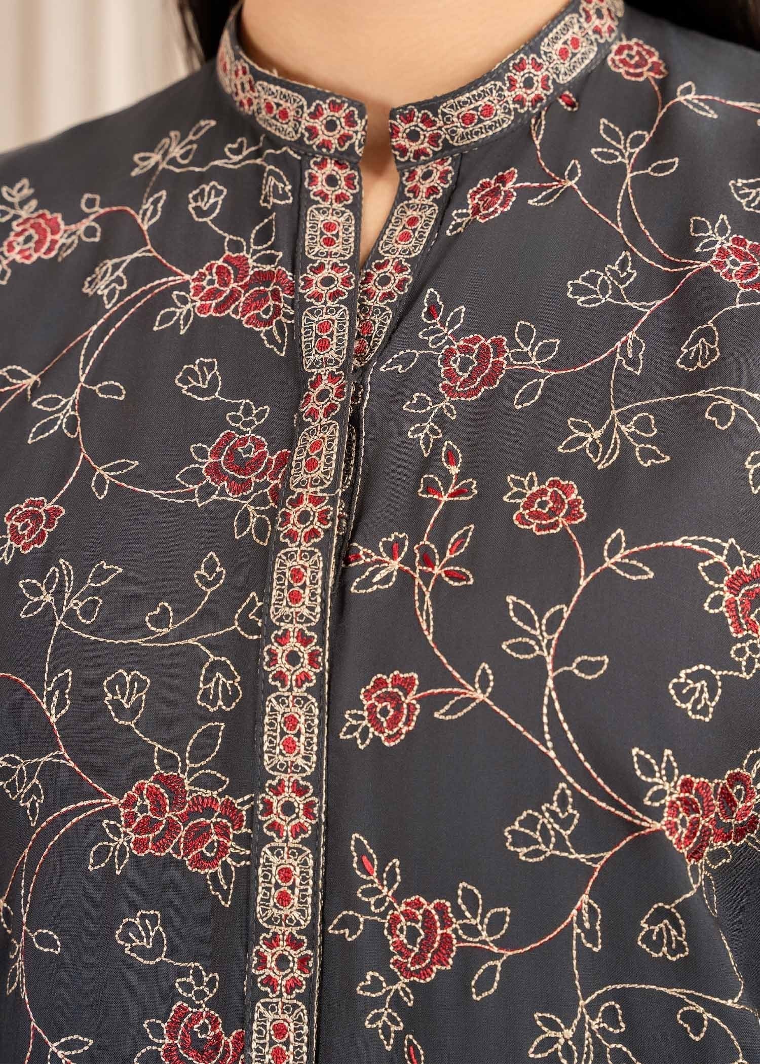 cotton viscose Kurta Set in Graphite