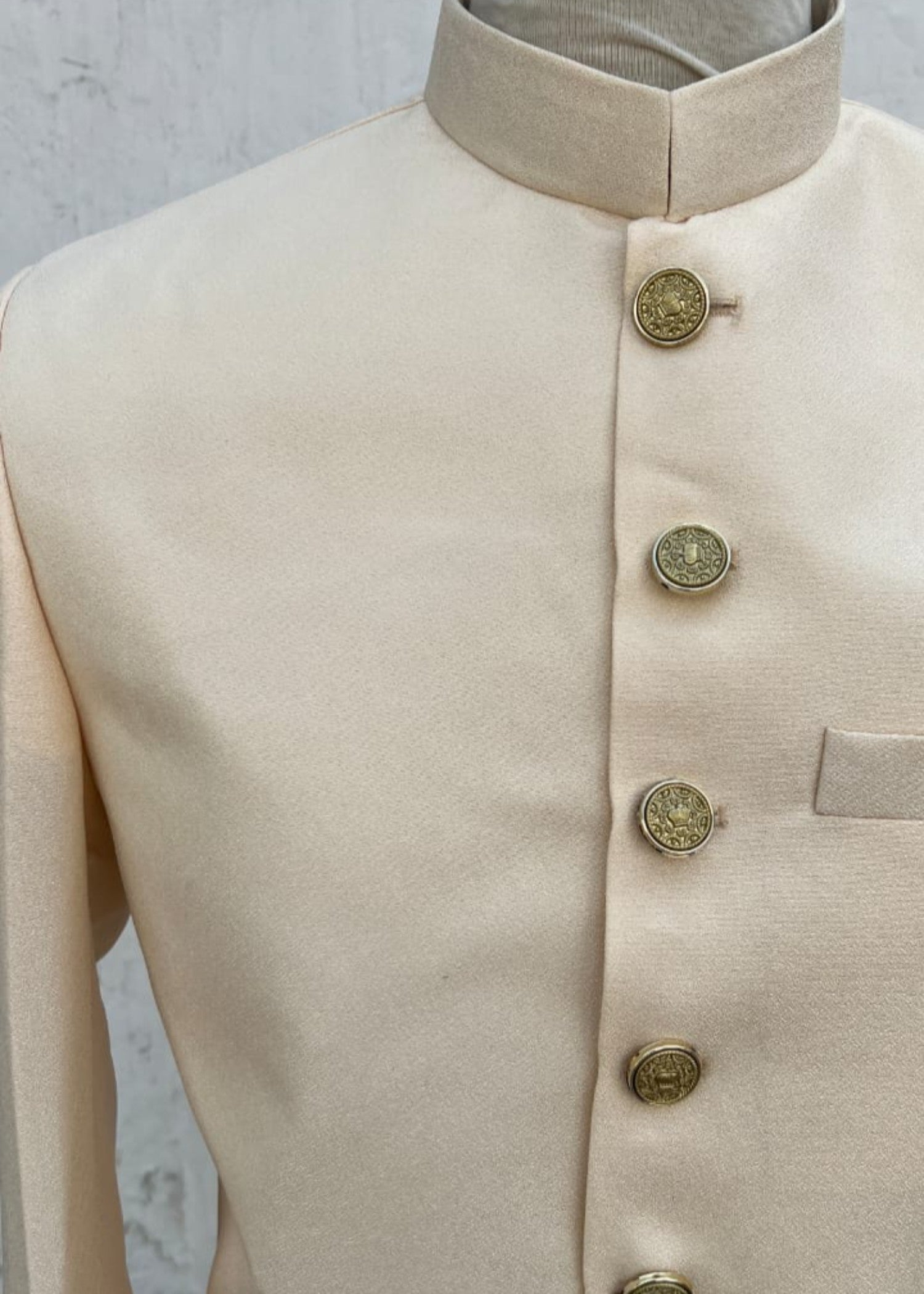 jamawar Sherwani in Wheat, gold