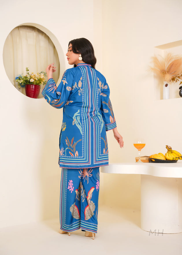 poly lawn Co Ord Sets in Sapphire blue