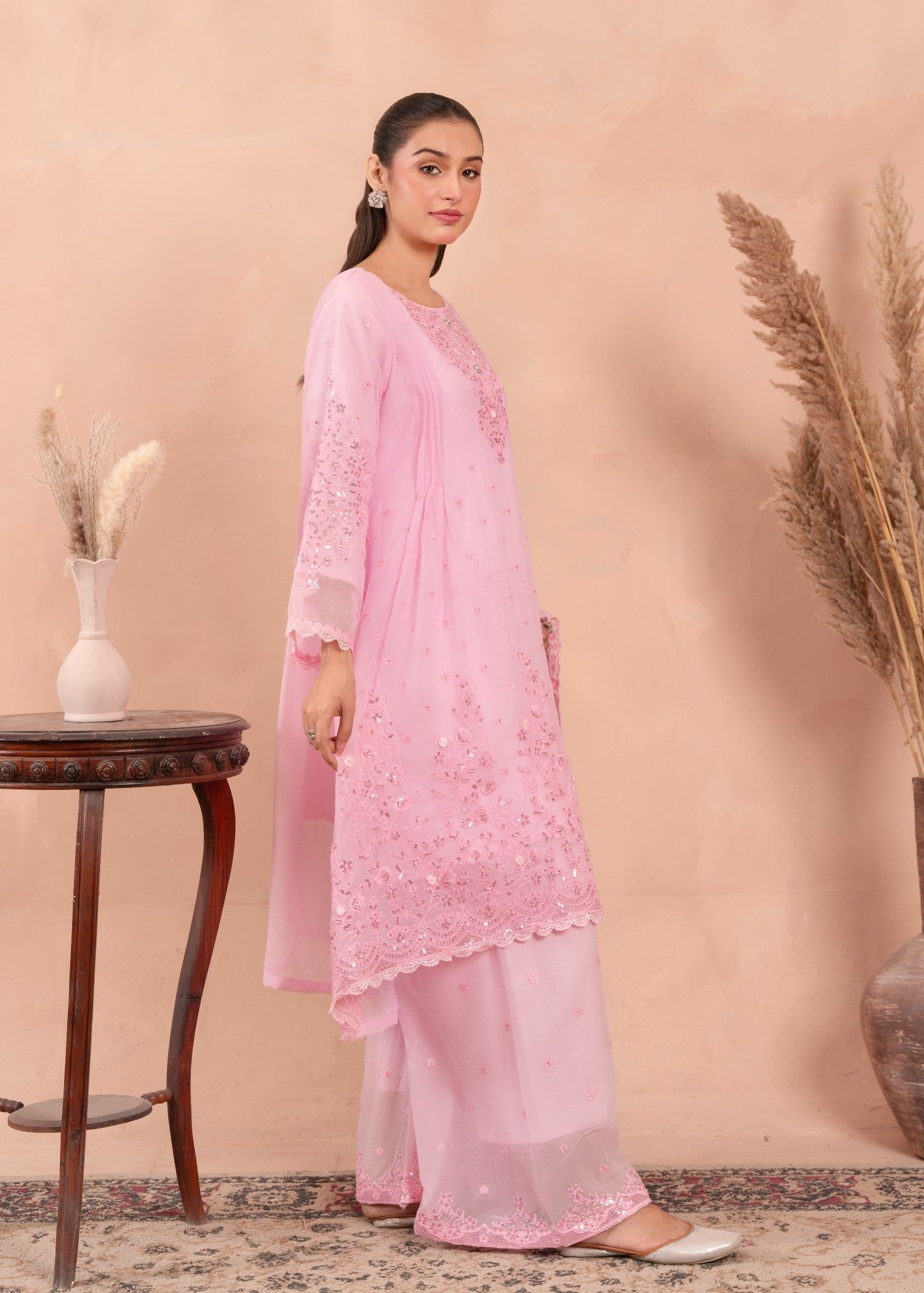 chiffon Pishwas in Pink