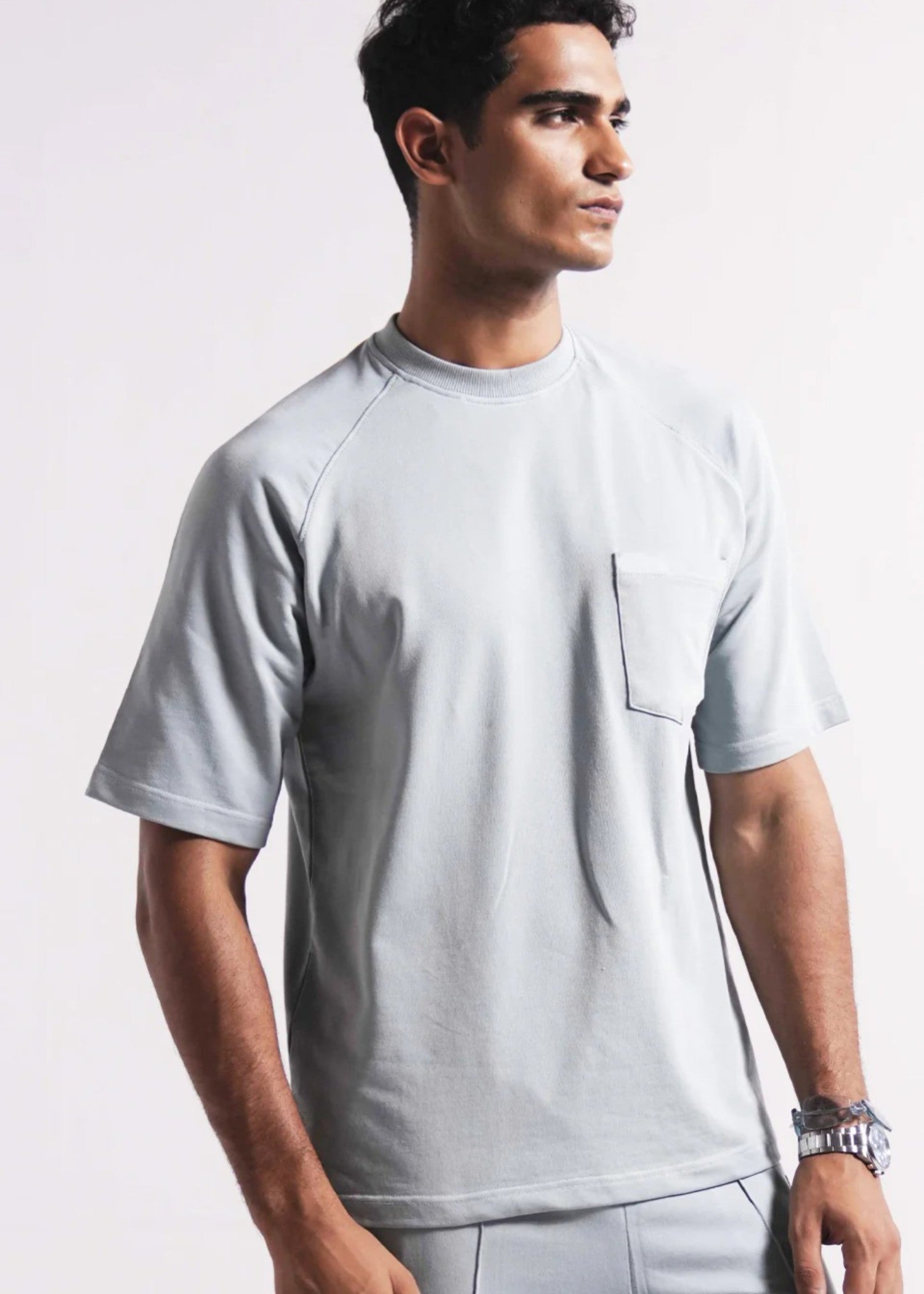cotton pique T Shirt in Grey