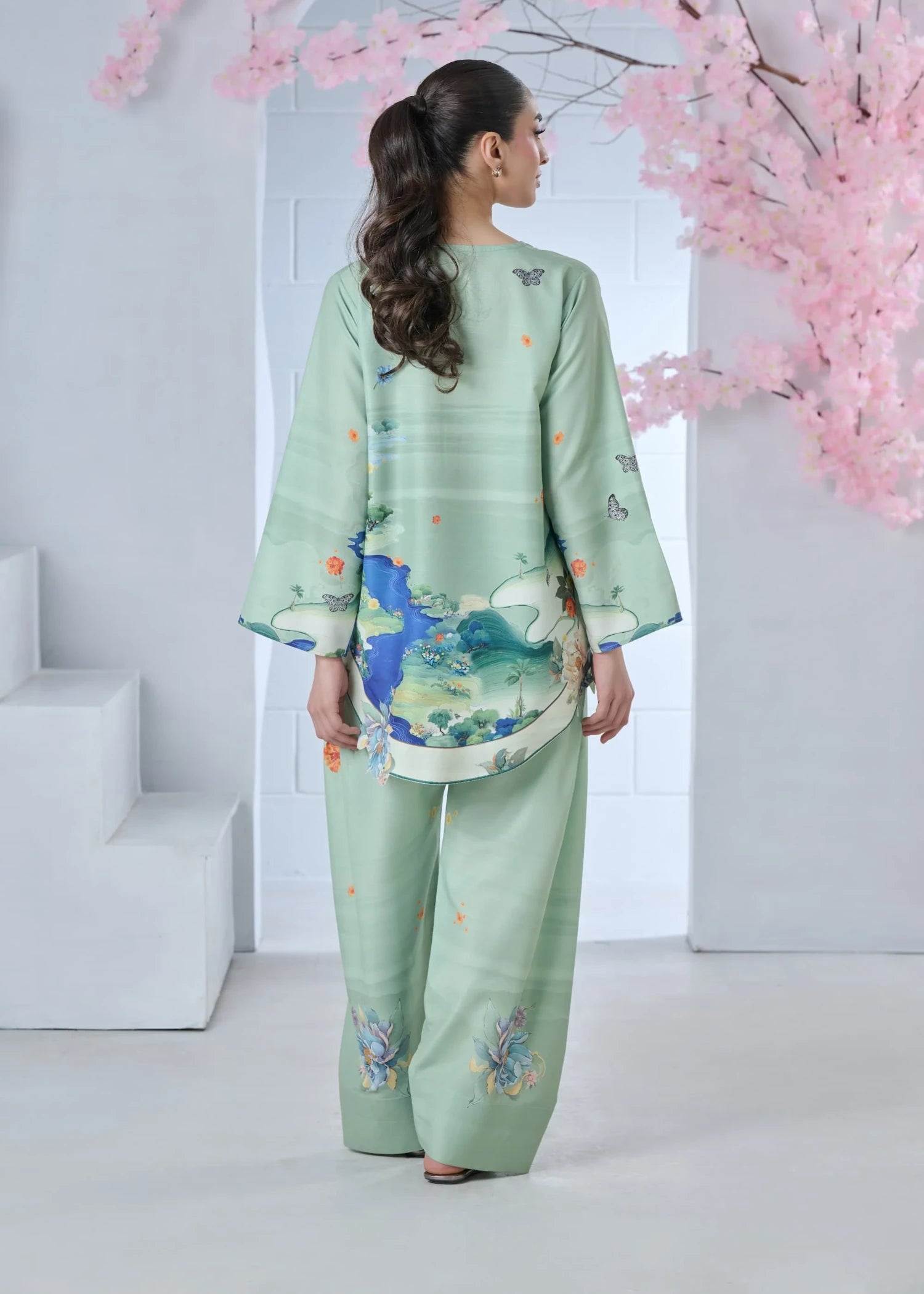raw silk Co Ord Sets in Mint green