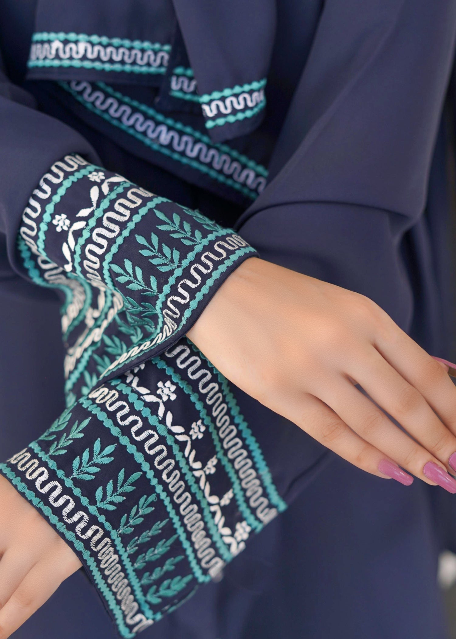 crepe georgette Abaya in Blue