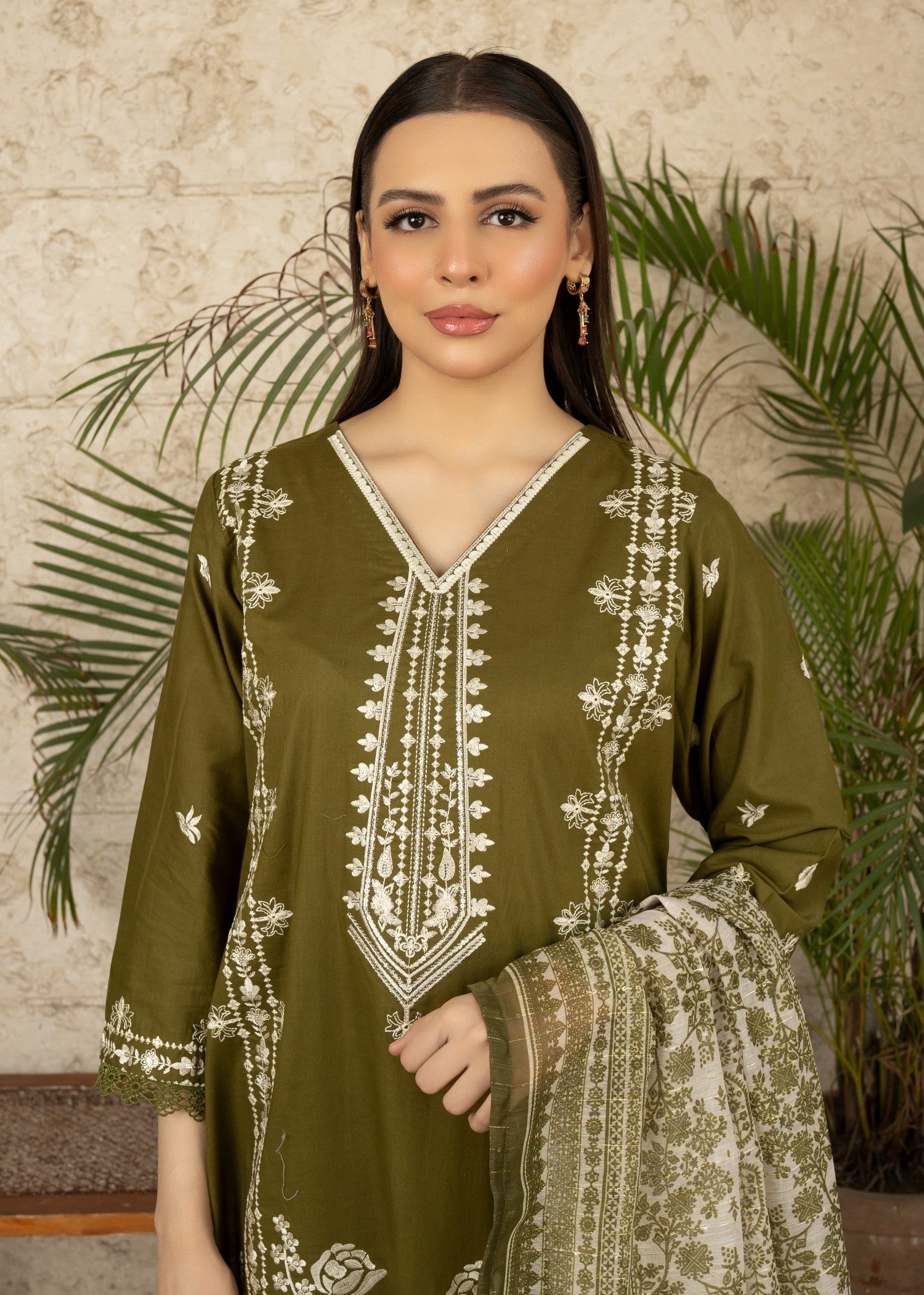 cotton Kurta Set in Green