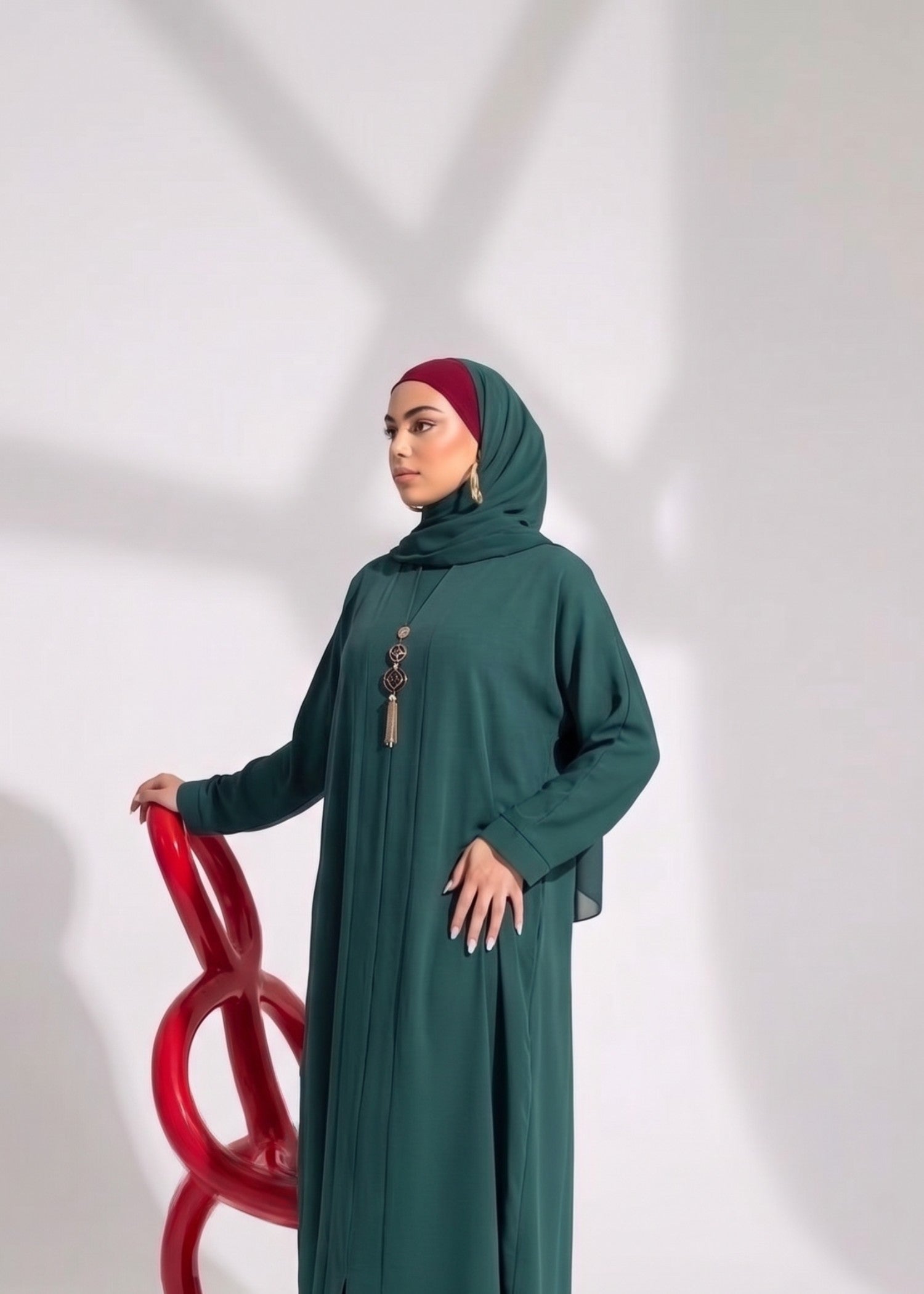 nidha blend Abaya in Emerald green