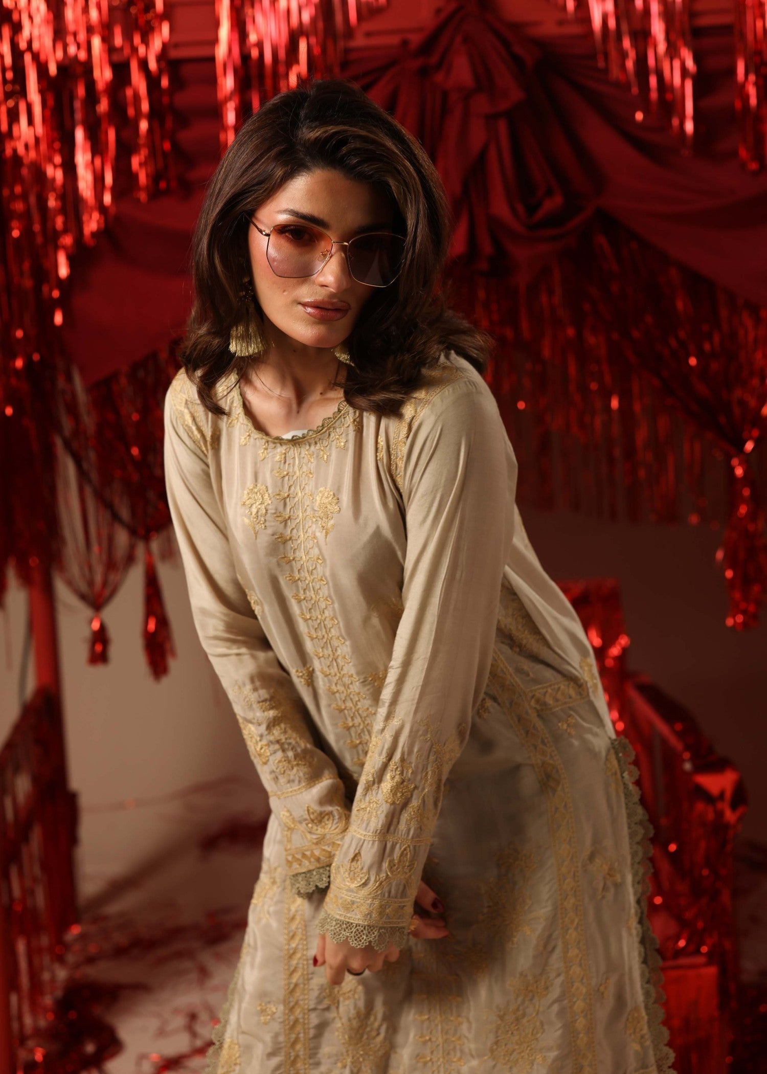 viscose Kurta Set in Vanilla