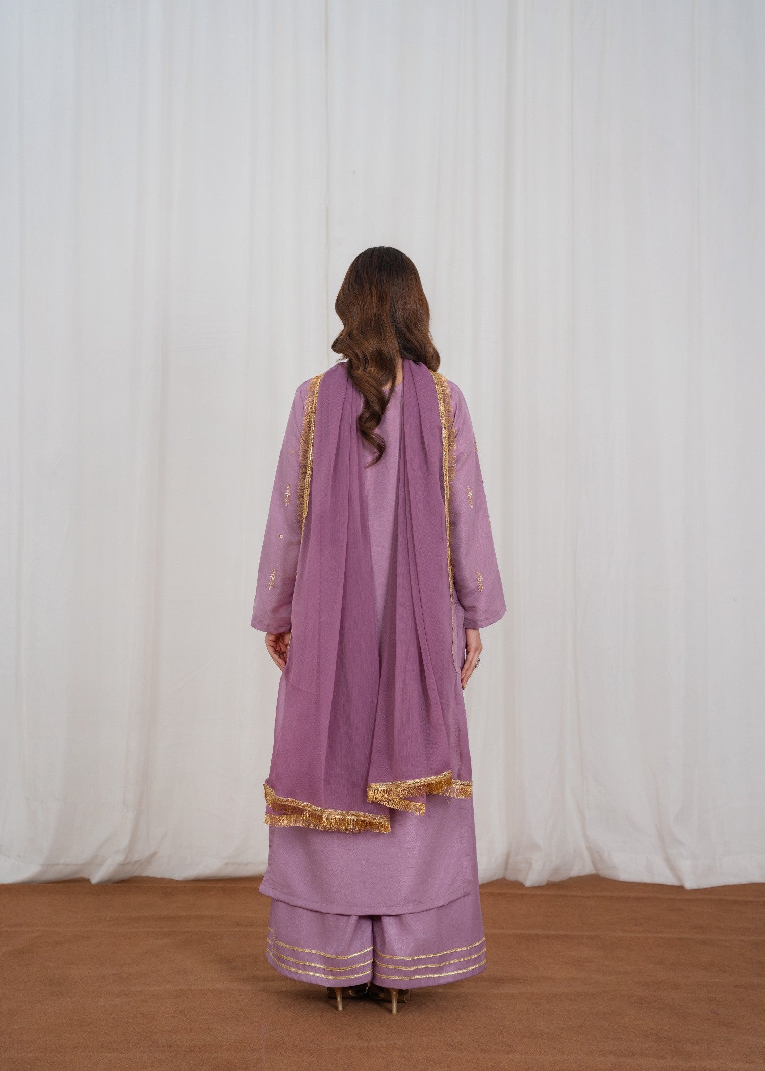 raw silk Kurta Set in Mauve pink