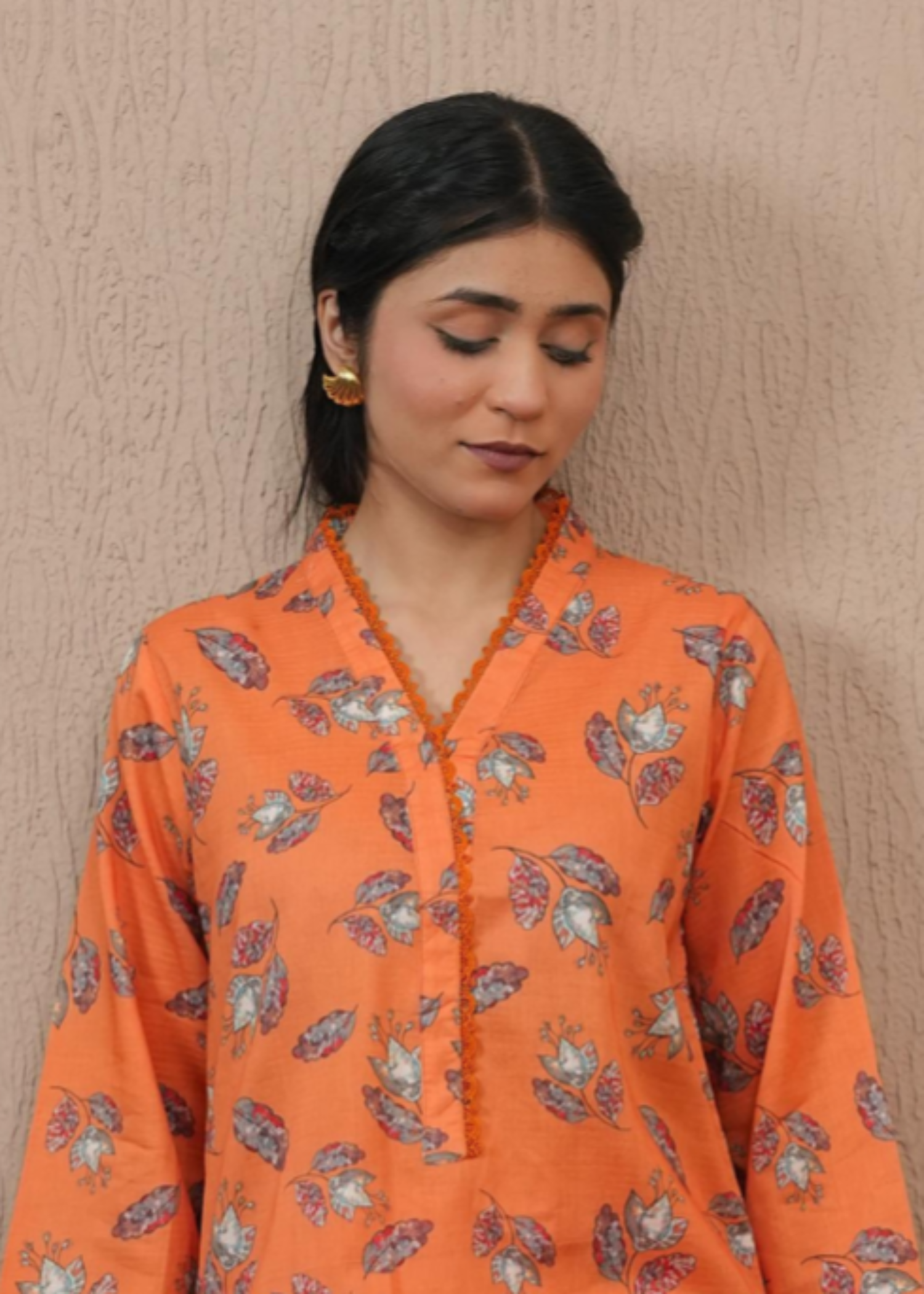 lawn Co Ord Sets in Coral orange