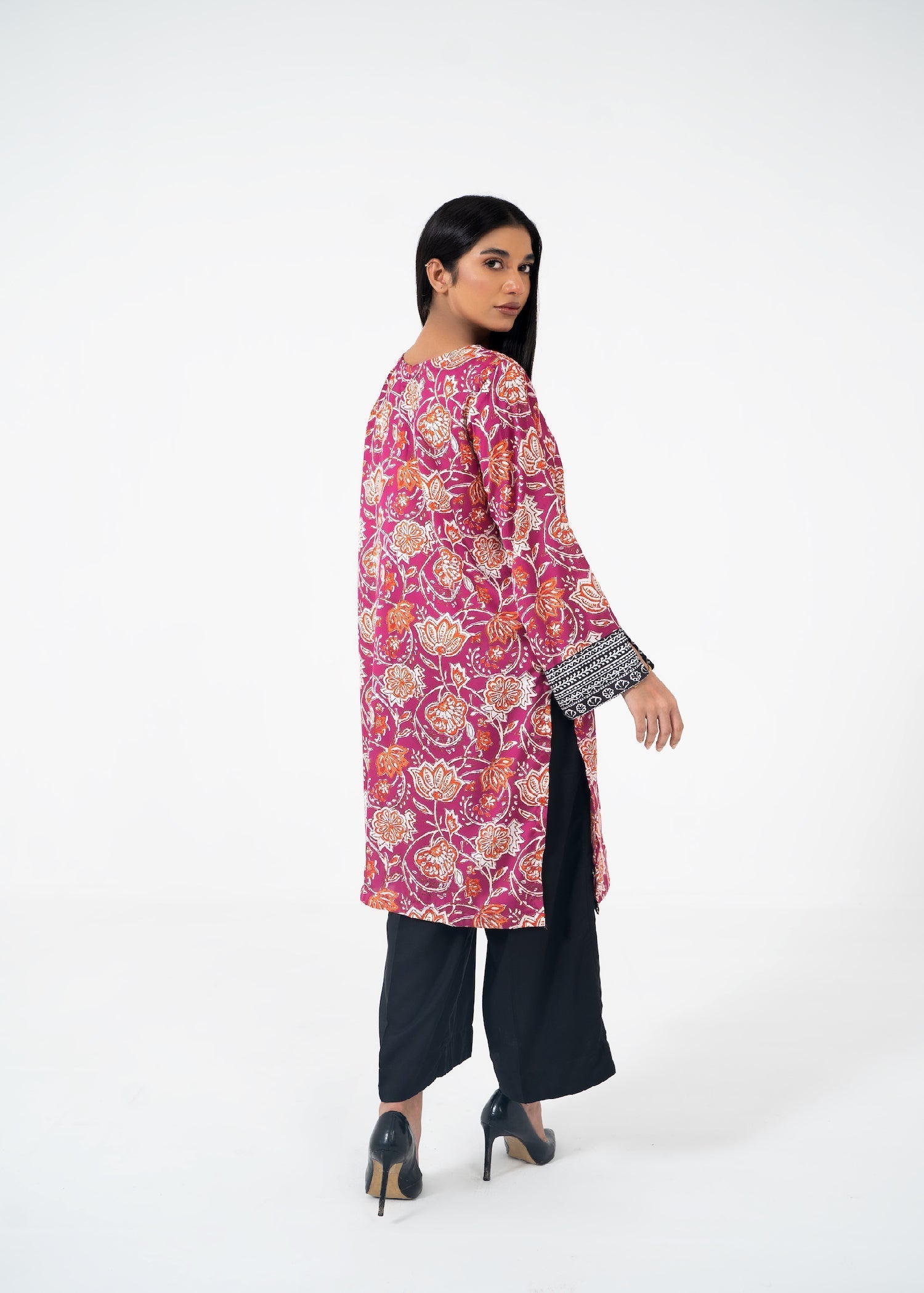 satin silk Kurti in Magenta