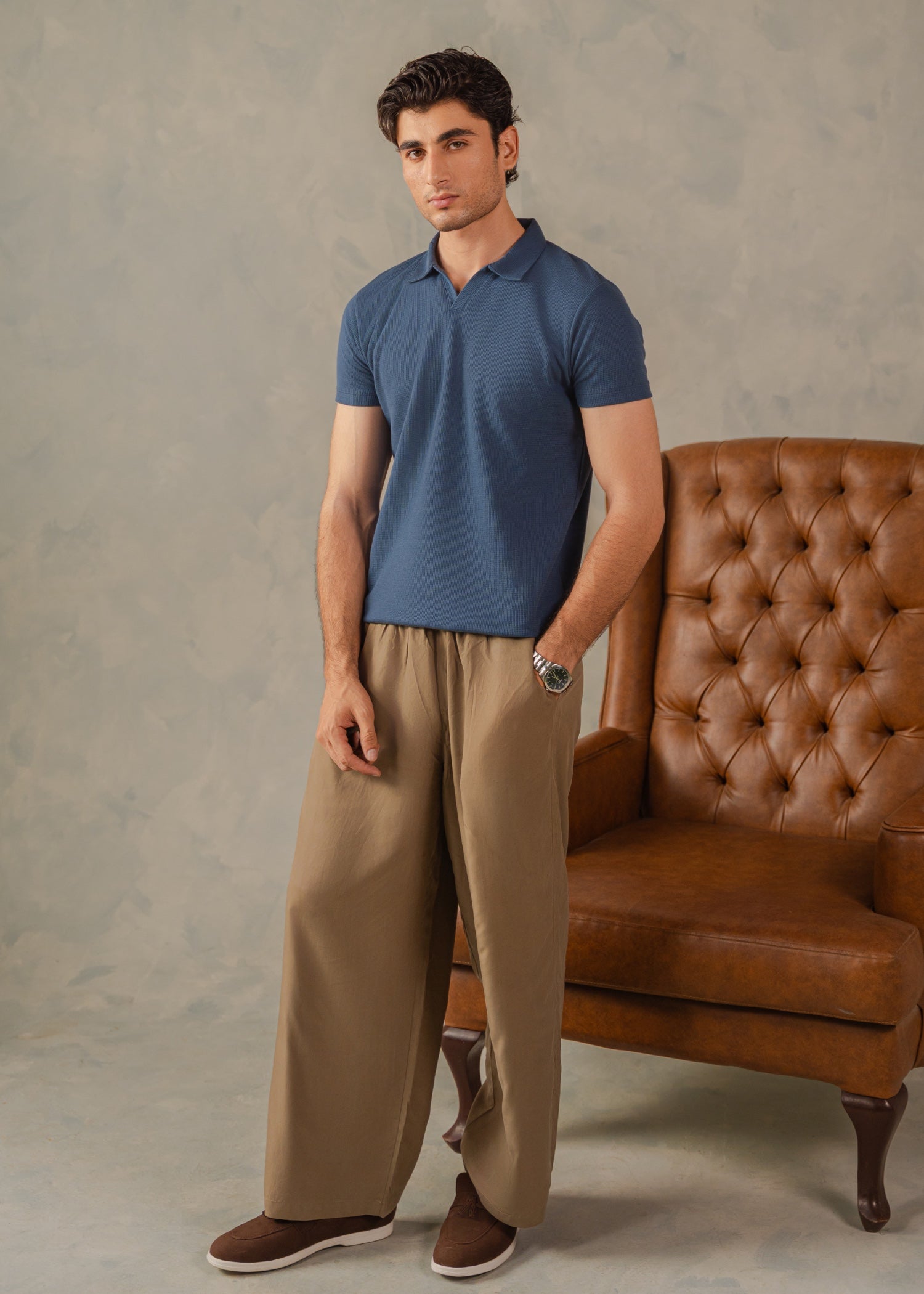 cotton Polo Shirt in Yale blue