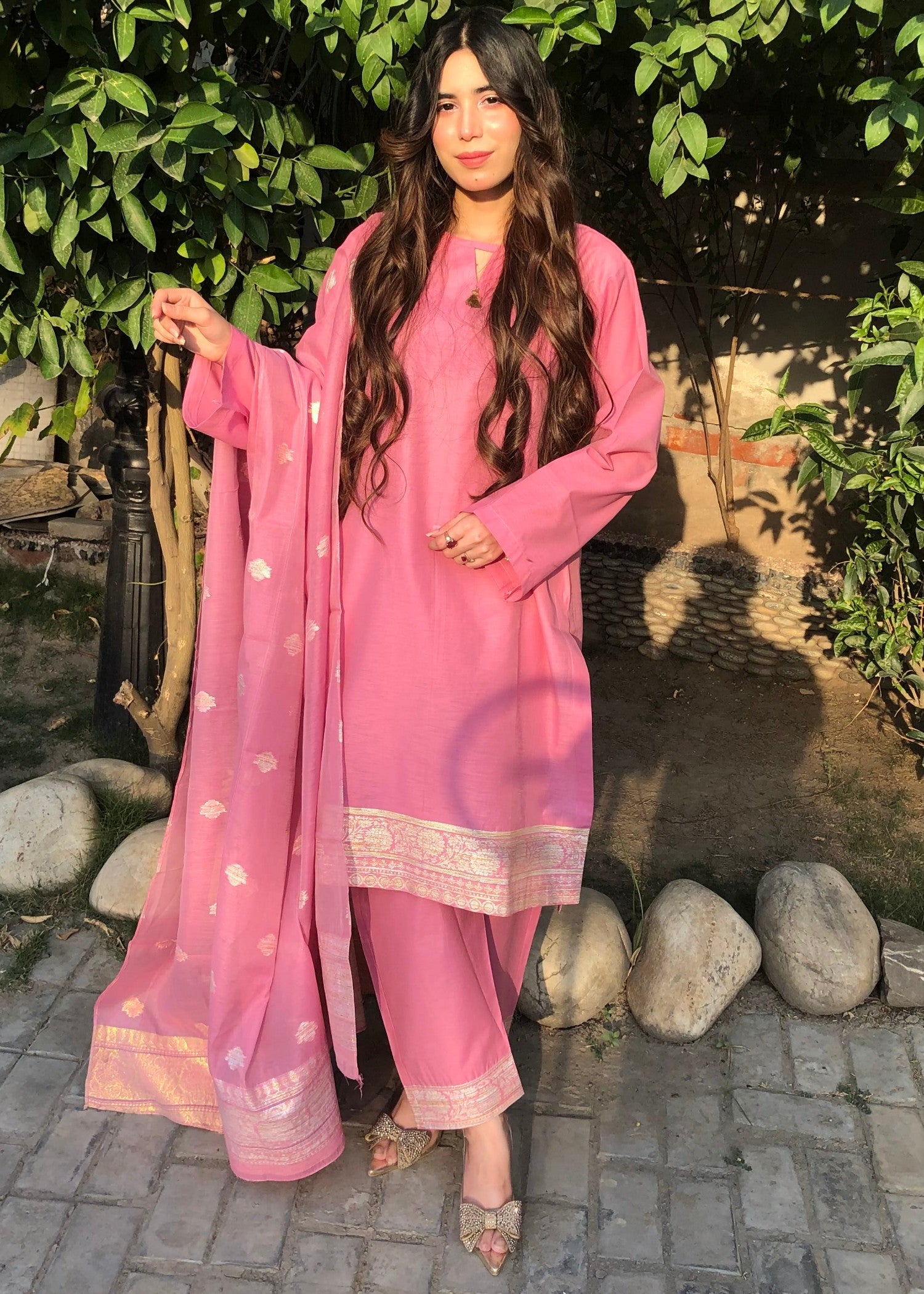 viscose Kurta Set in Strawberry pink