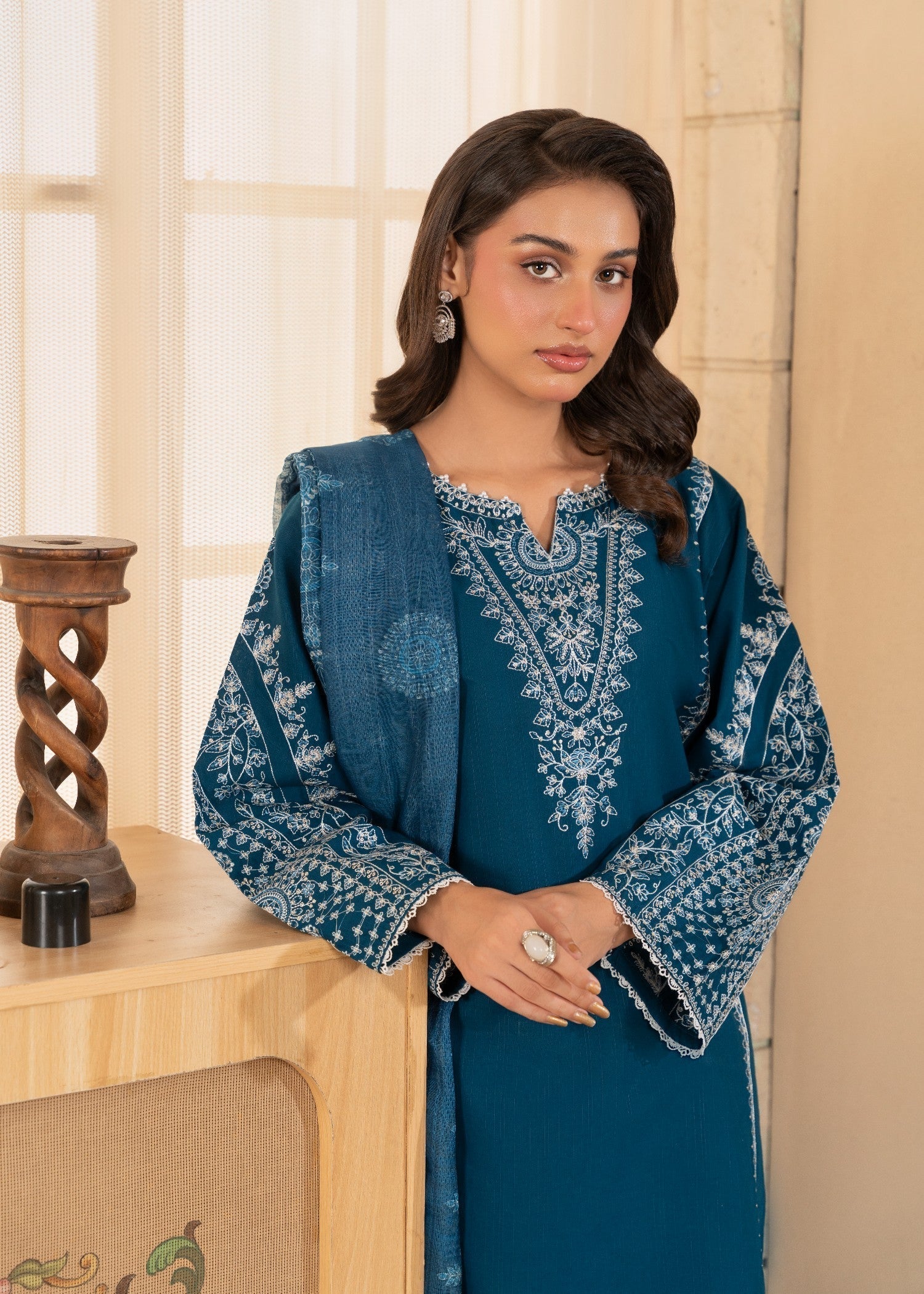 cotton Kurta Set in Cobalt blue