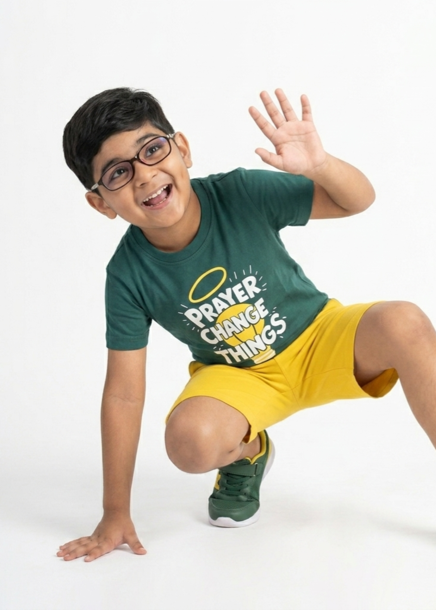 cotton jersey T Shirt in Green, yellow