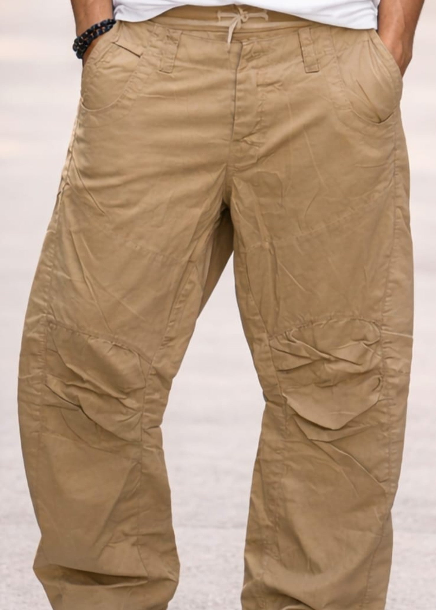 twill cotton Trousers in Straw, camel brown, khaki brown