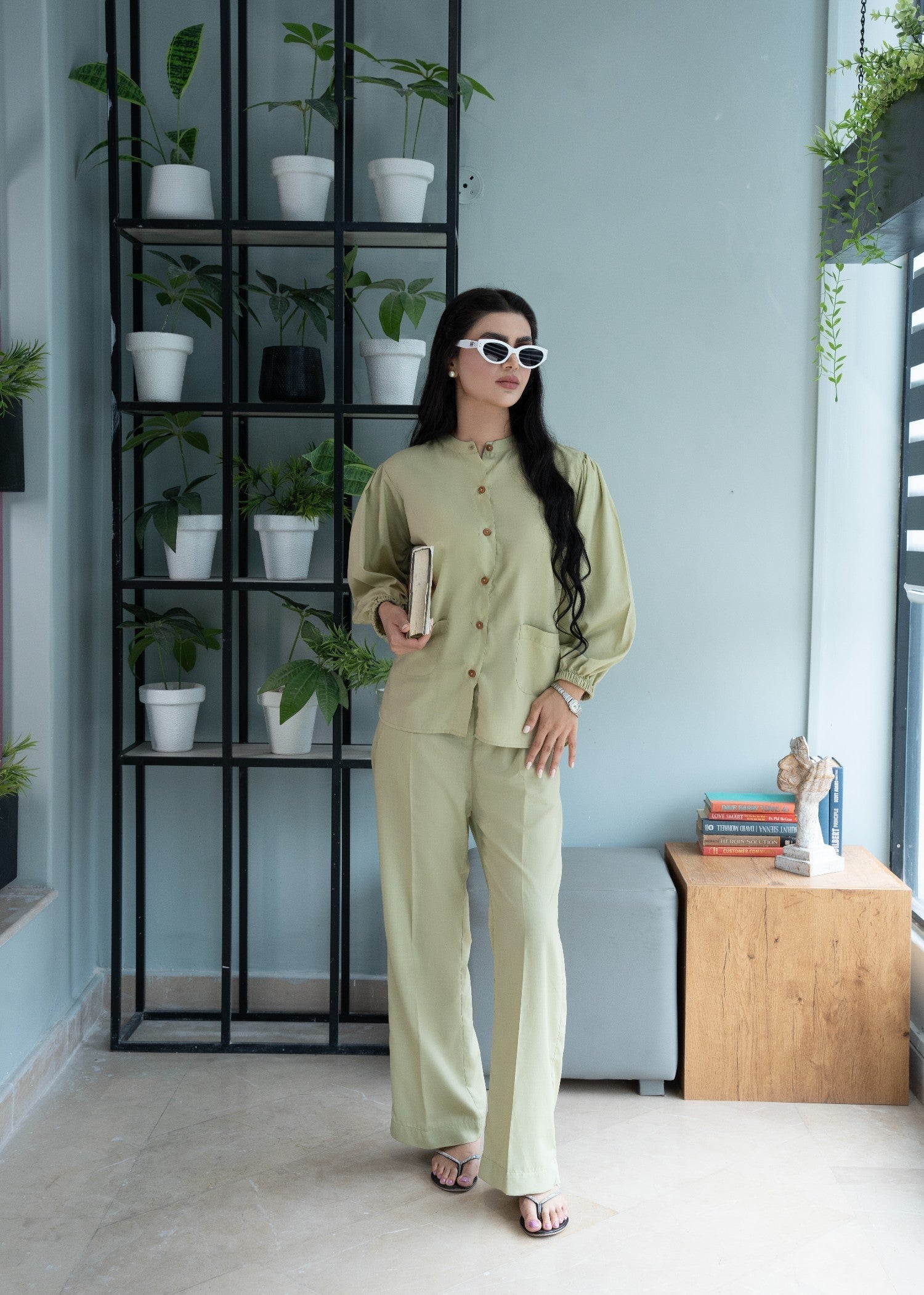 tropical Co Ord Sets in Sage green