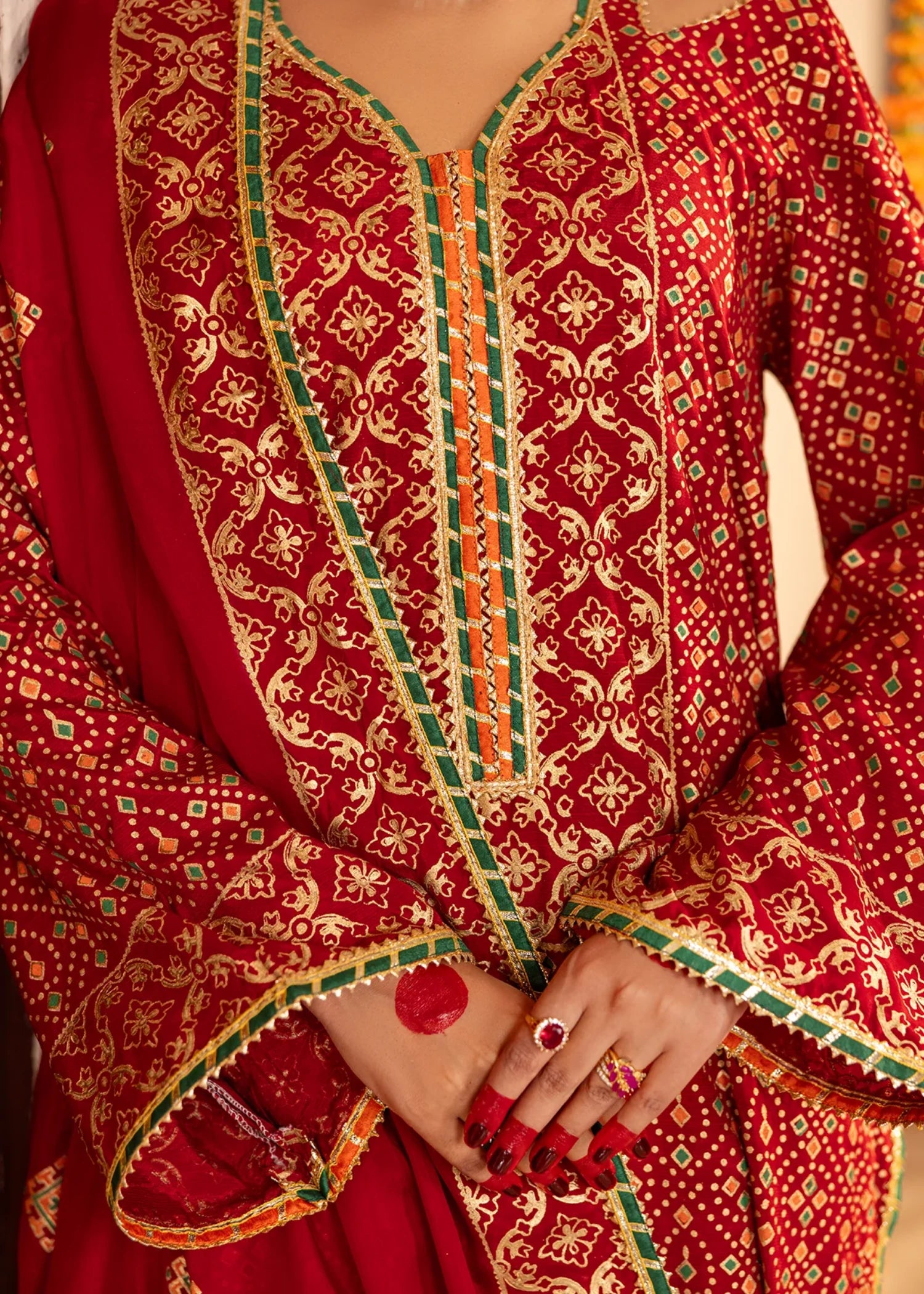 raw silk Unstitched in Rust red