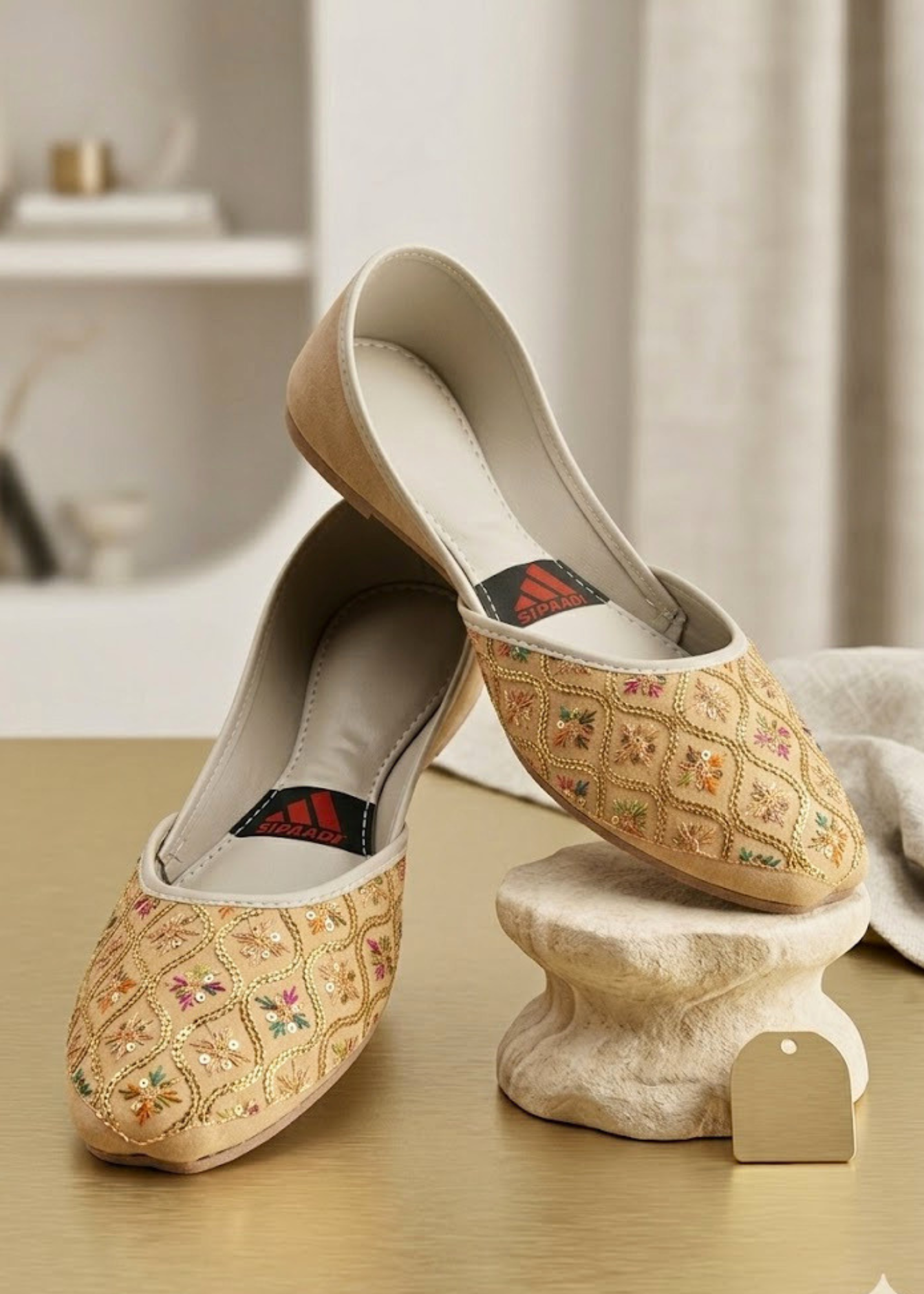 Khussa in Gold by - High Quality Women Khussa SWI3362