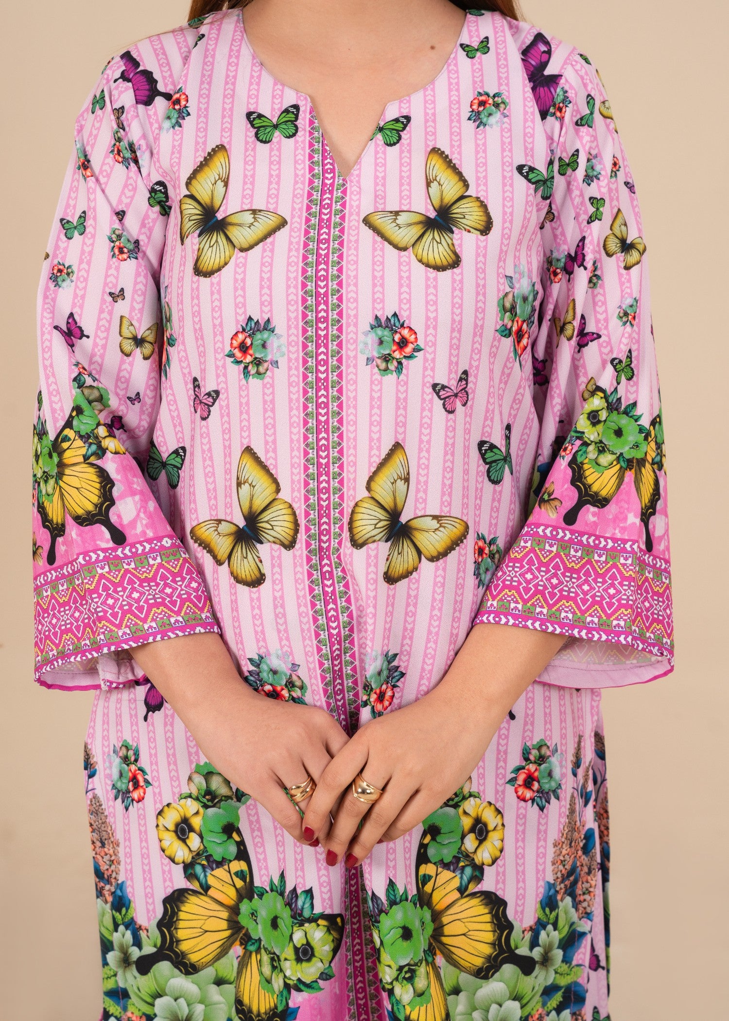crepe Kurta Set in Purple ash