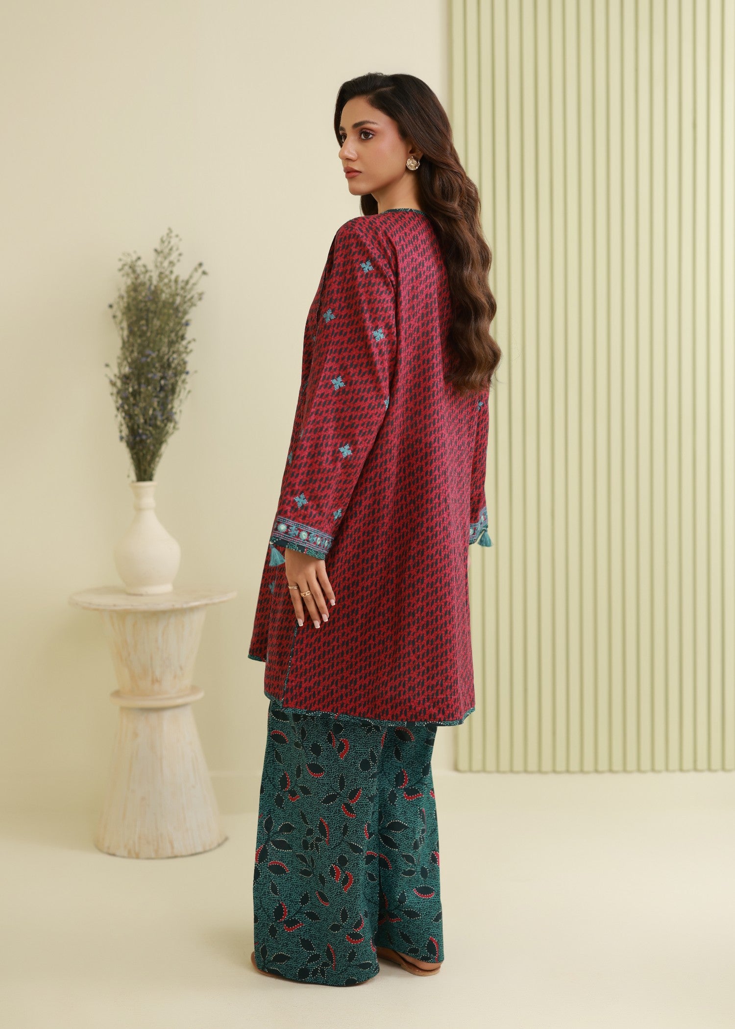 lawn Unstitched in Blood red