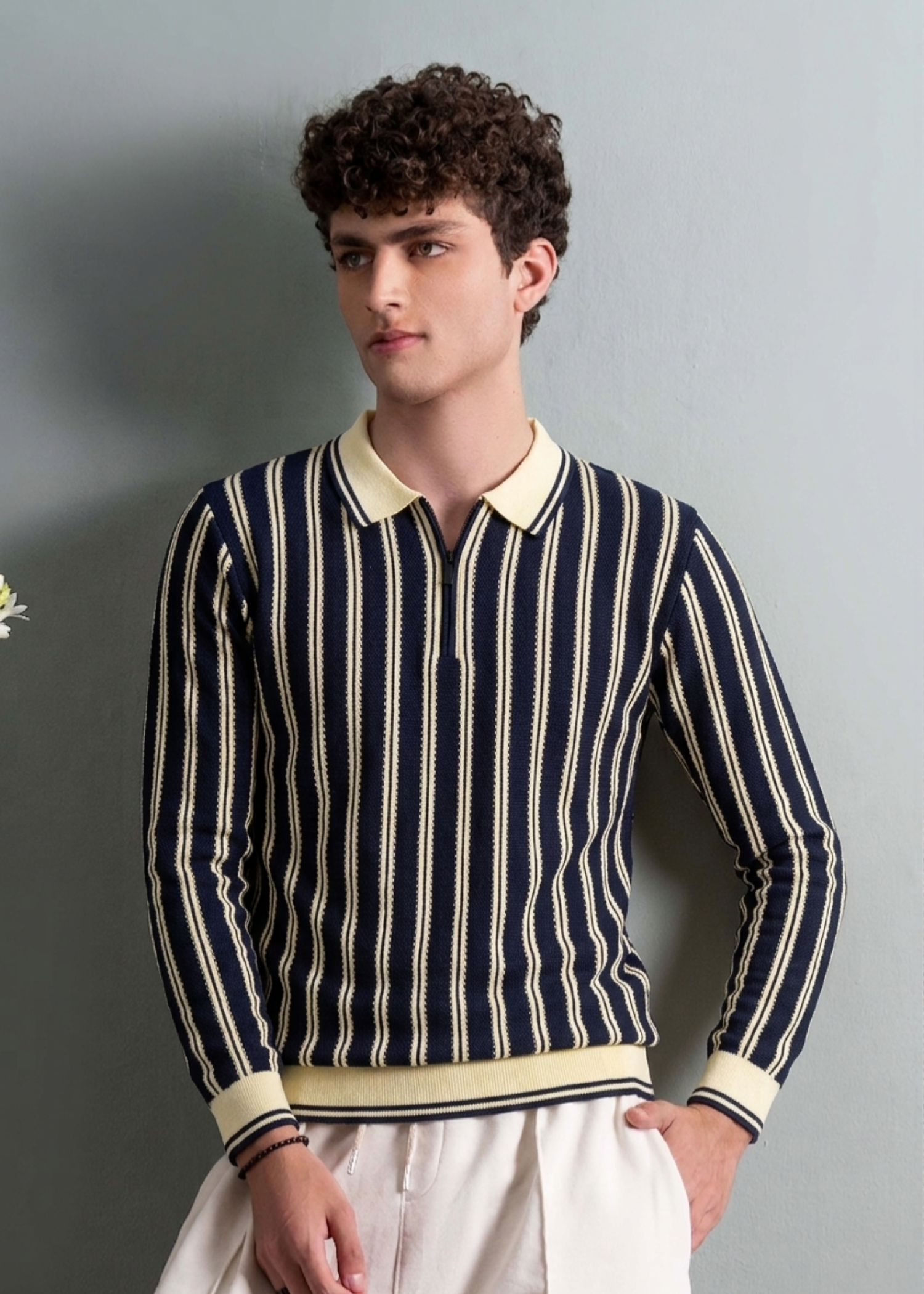 cotton Polo Shirt in Black, white