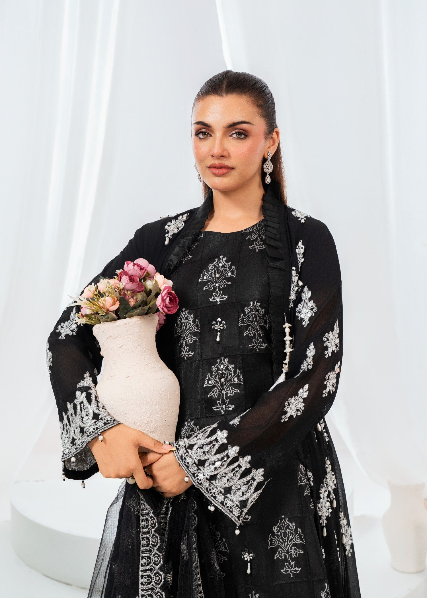 chiffon Gown in Black