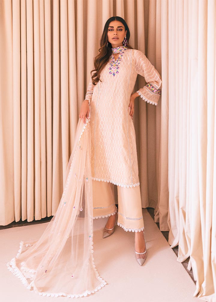 khaddi net Kurta Set in Cream