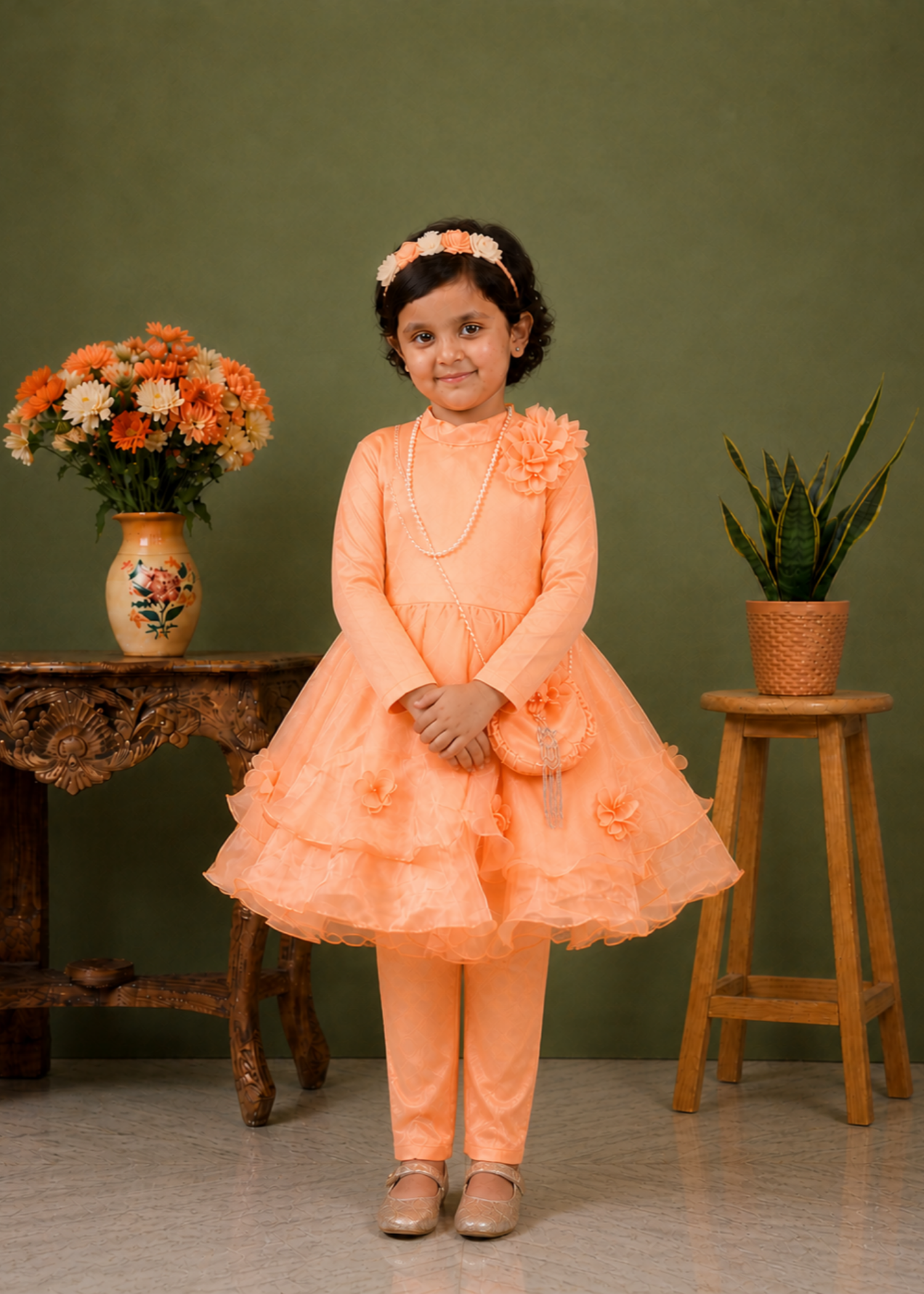 tissue Frock in Peach orange