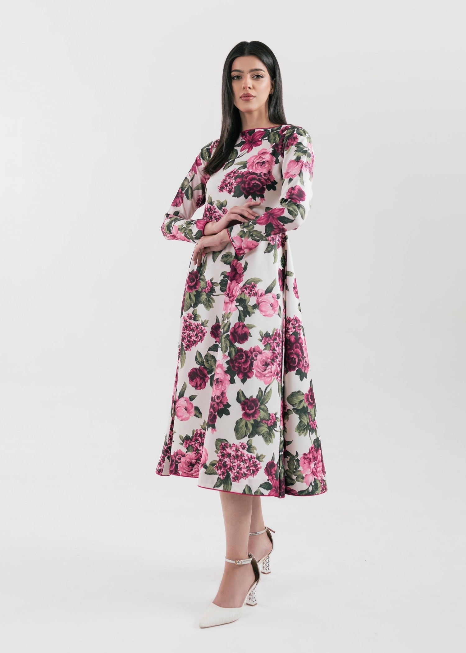 poly lawn Dress in White