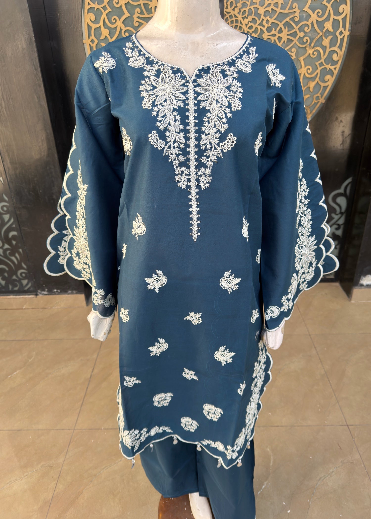 pure cotton Kurta Set in Teal
