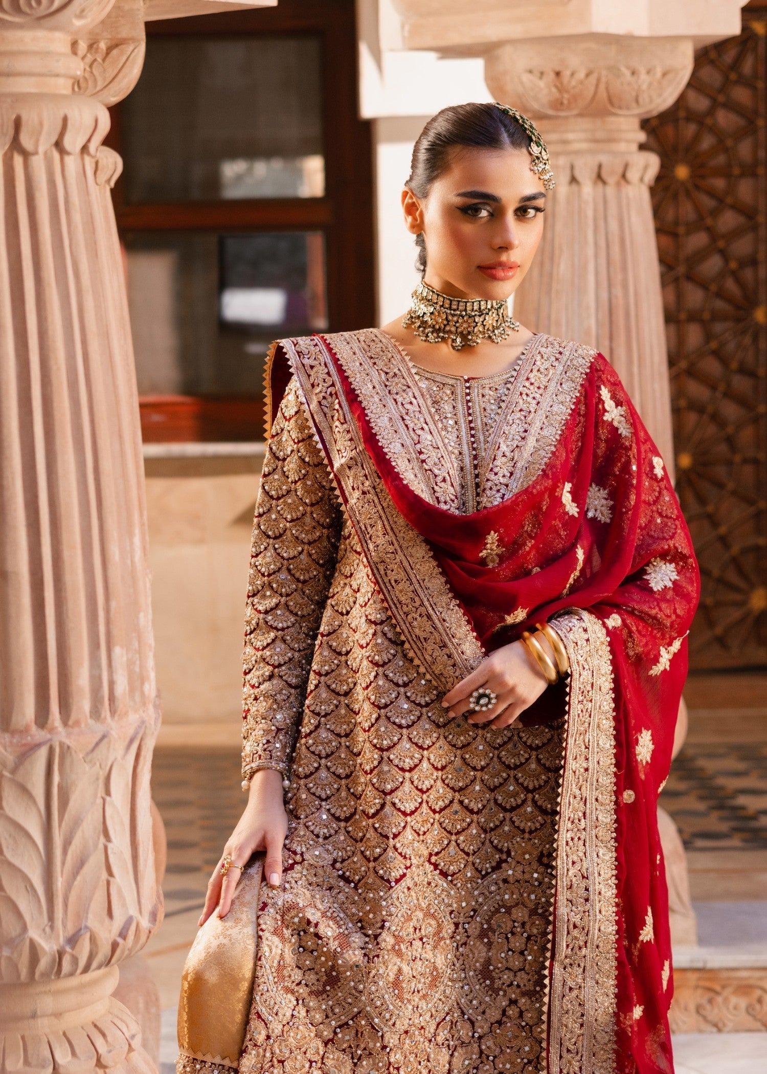 chiffon Gharara in Red