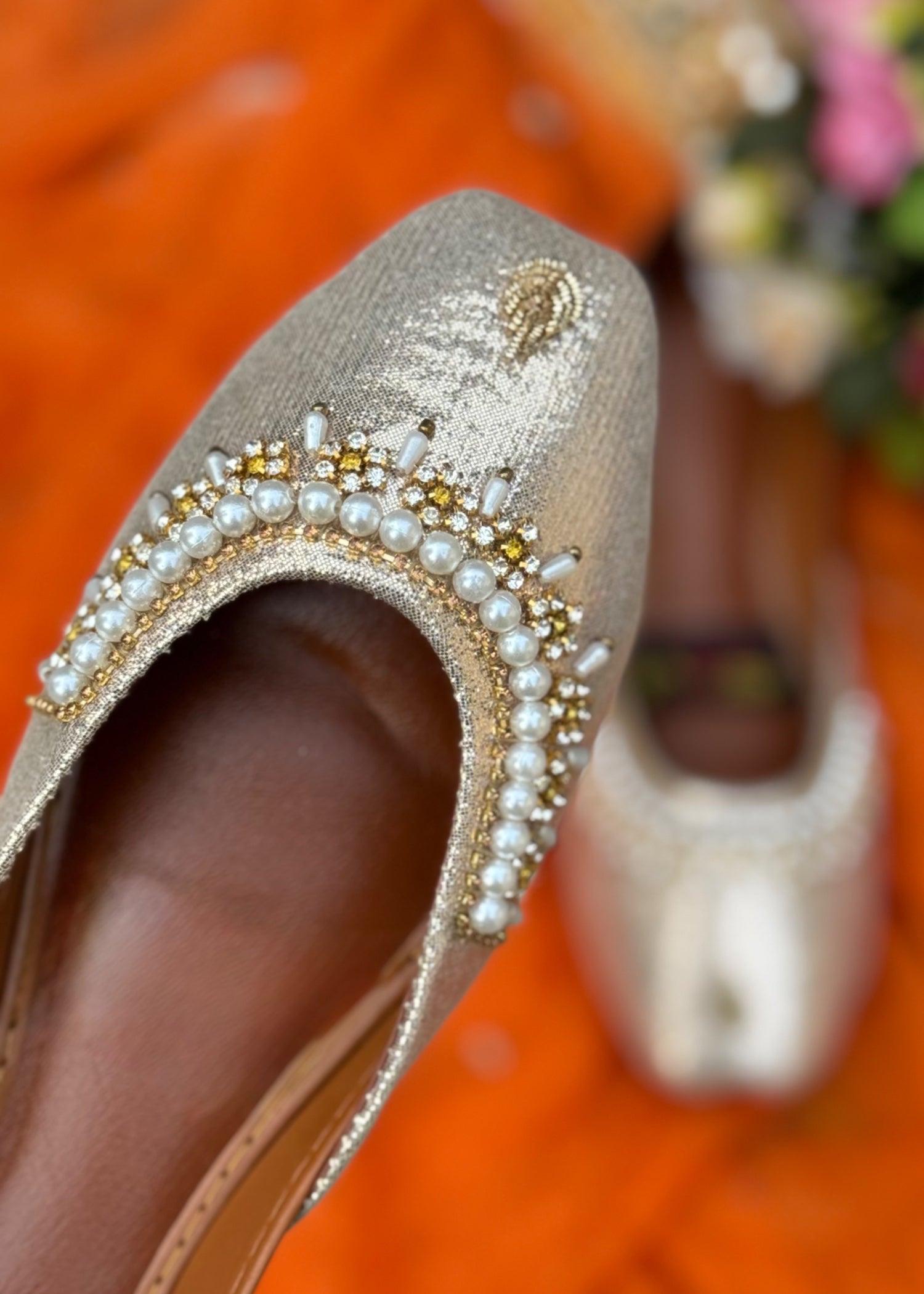 Khussa in Champagne by - High Quality Women Khussa KIZ3805