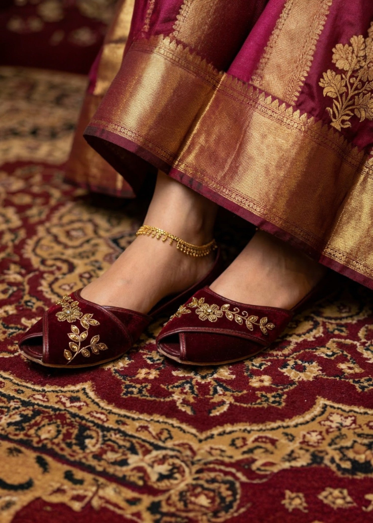 Khussa in Maroon by - High Quality Women Khussa XKE7336