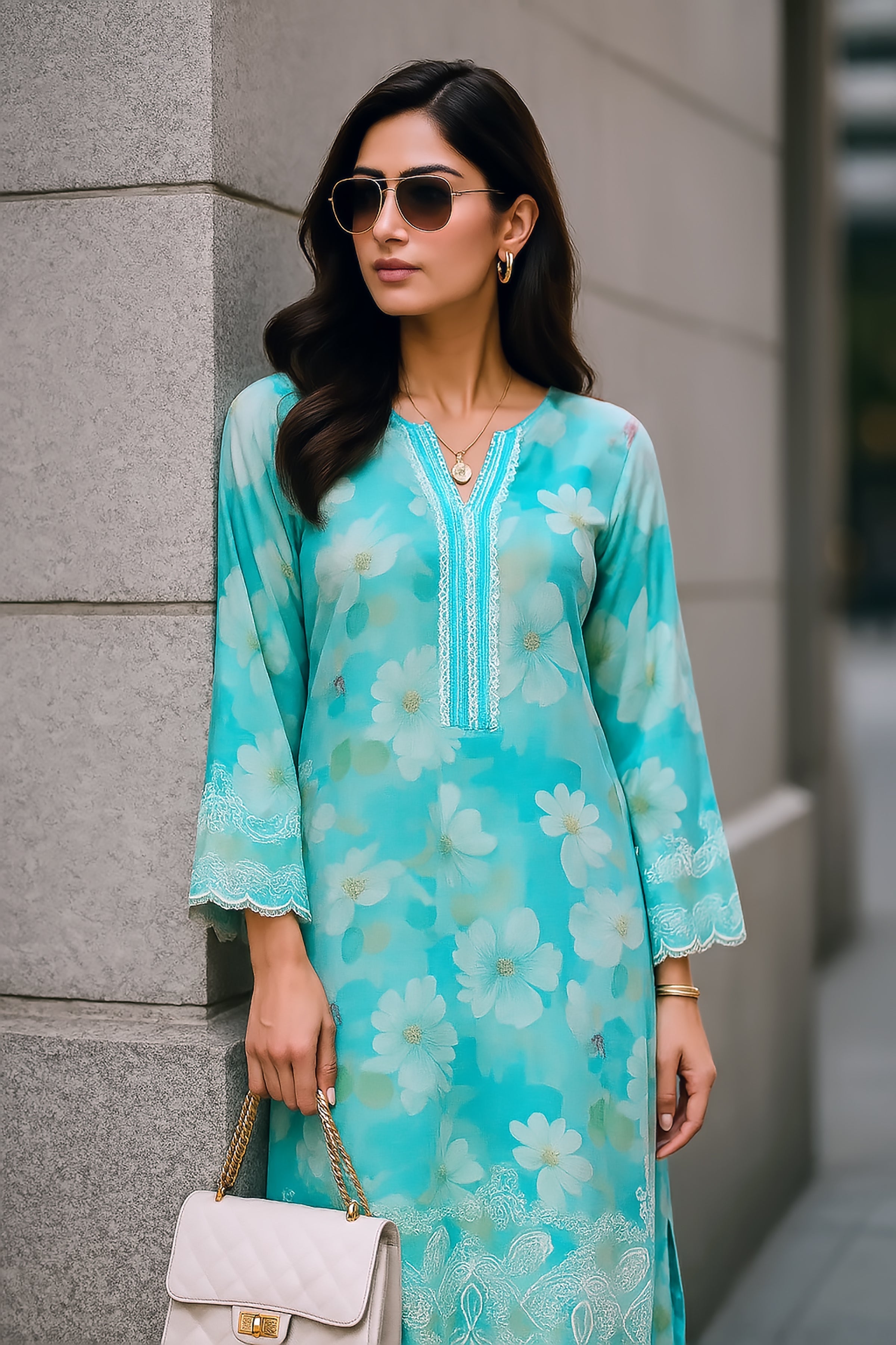 cambric Co Ord Sets in Turquoise