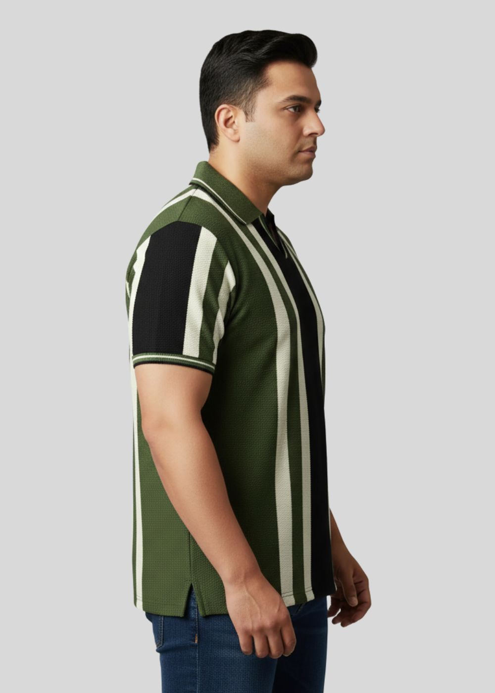 polyester-spandex Polo Shirt in Black, olive green