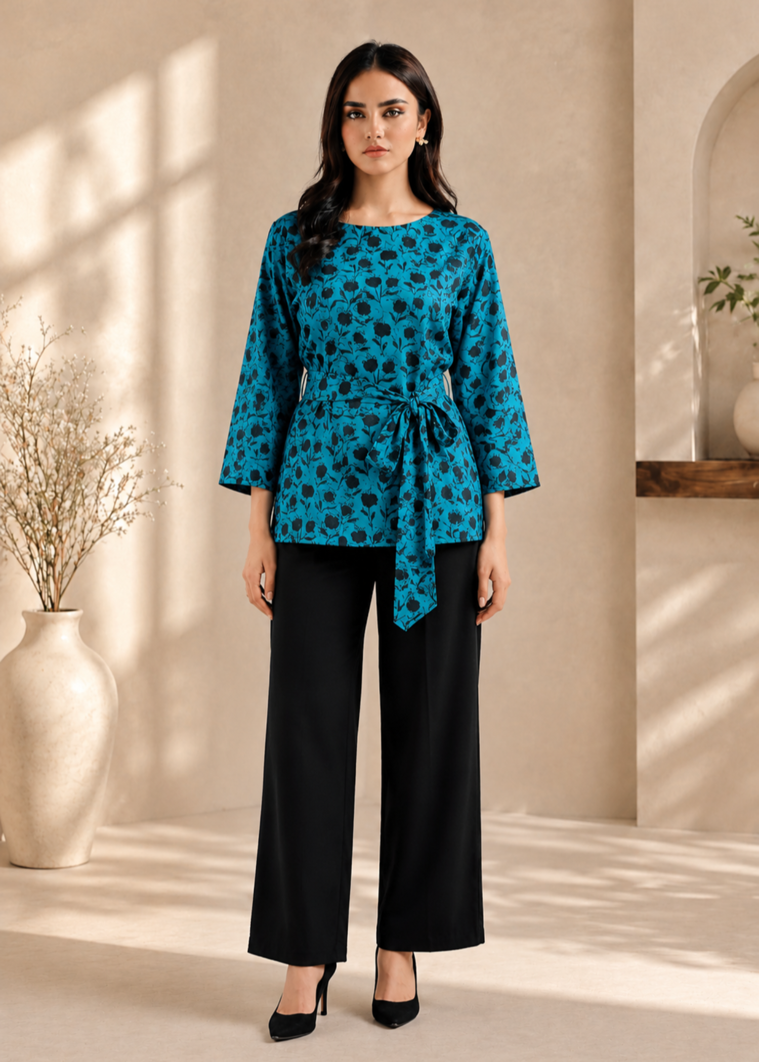 linen Top in Teal