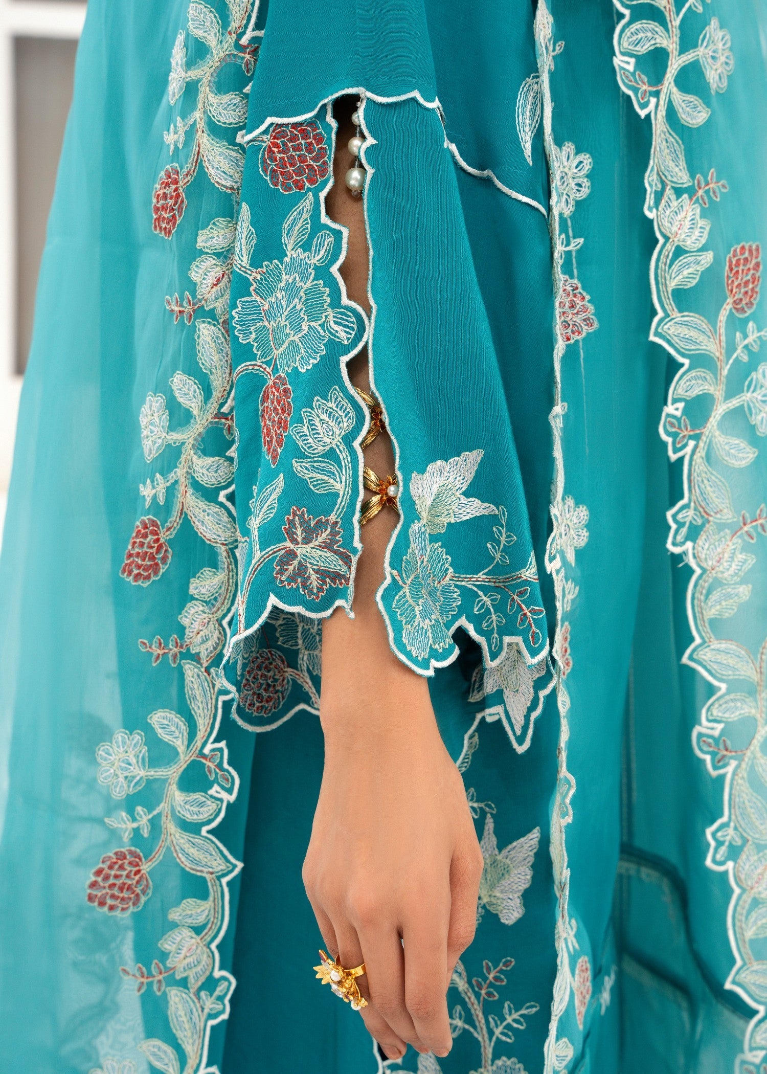 crepe Kurta Set in Sea green