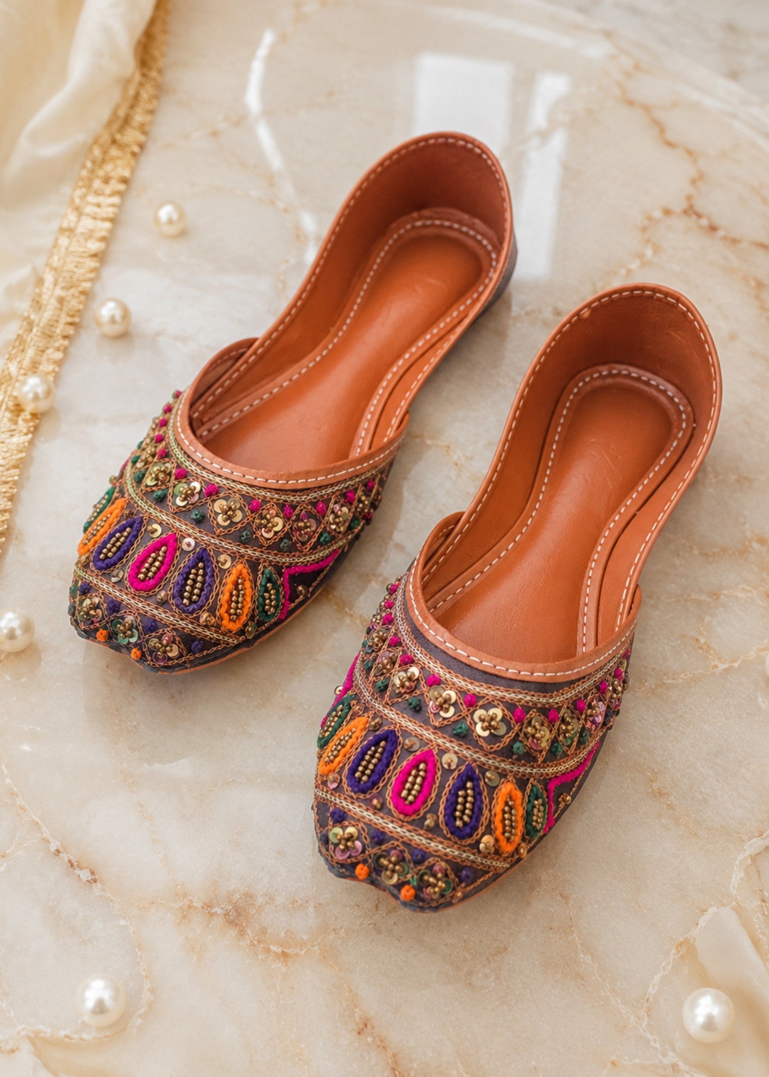 Khussa in Multi by - High Quality Women Khussa LZM8720