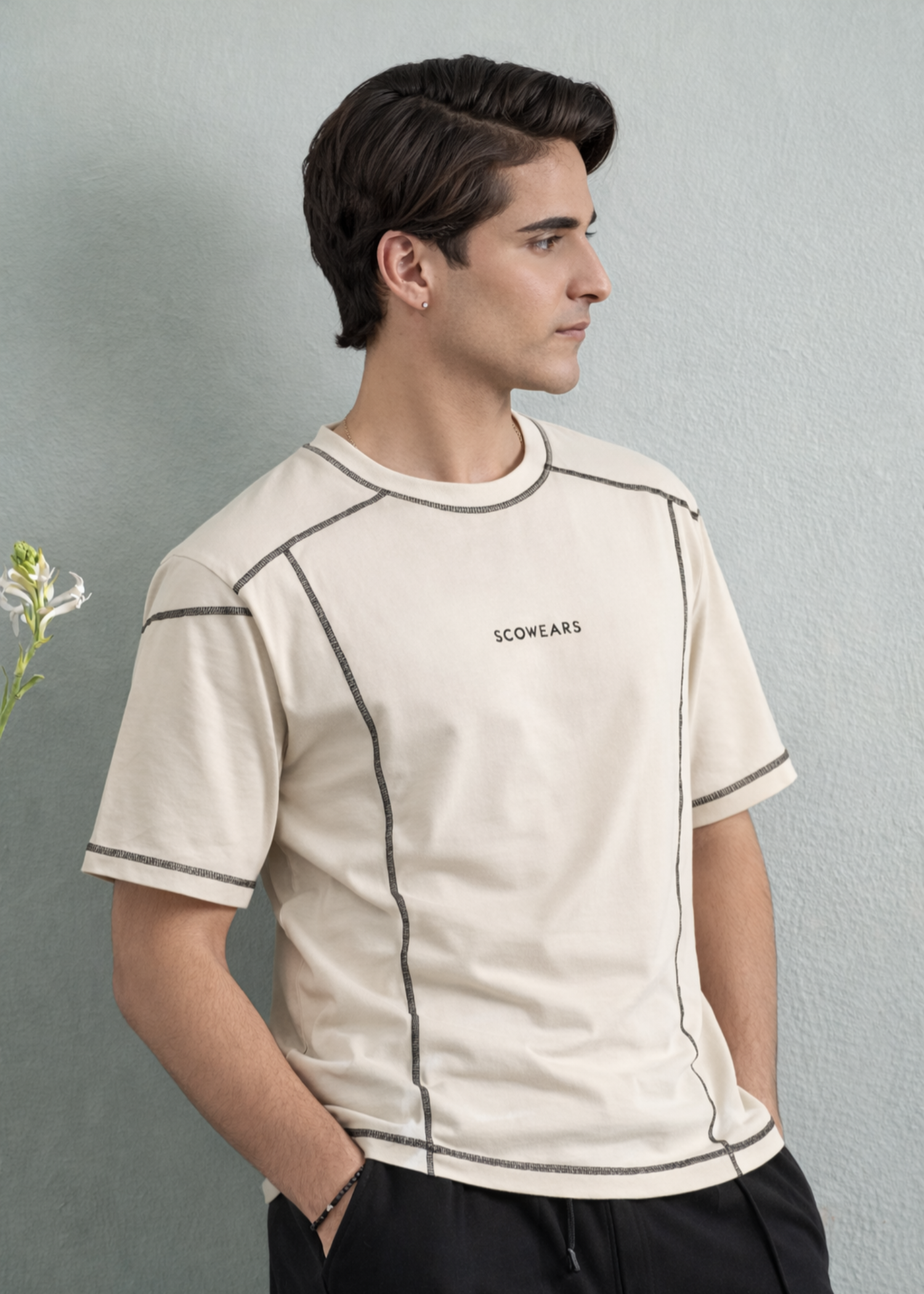 cotton T Shirt in Beige