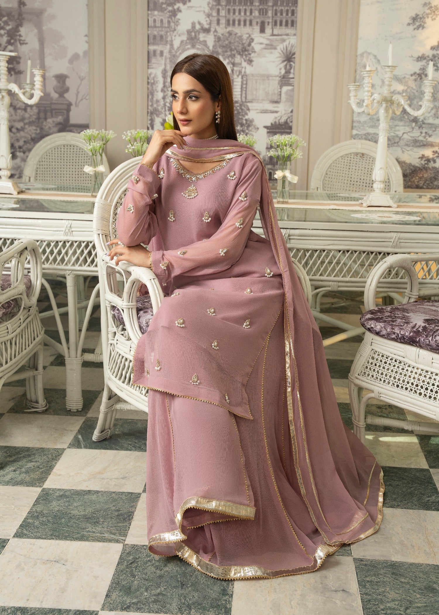 chiffon Sharara in Lilac