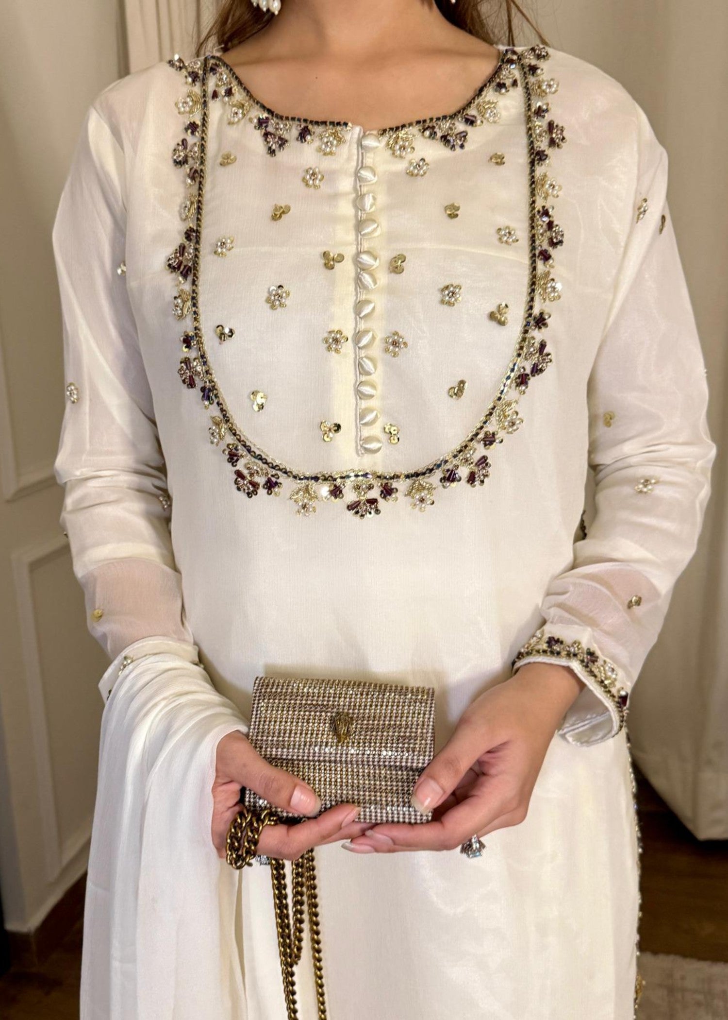 chiffon Sharara in White